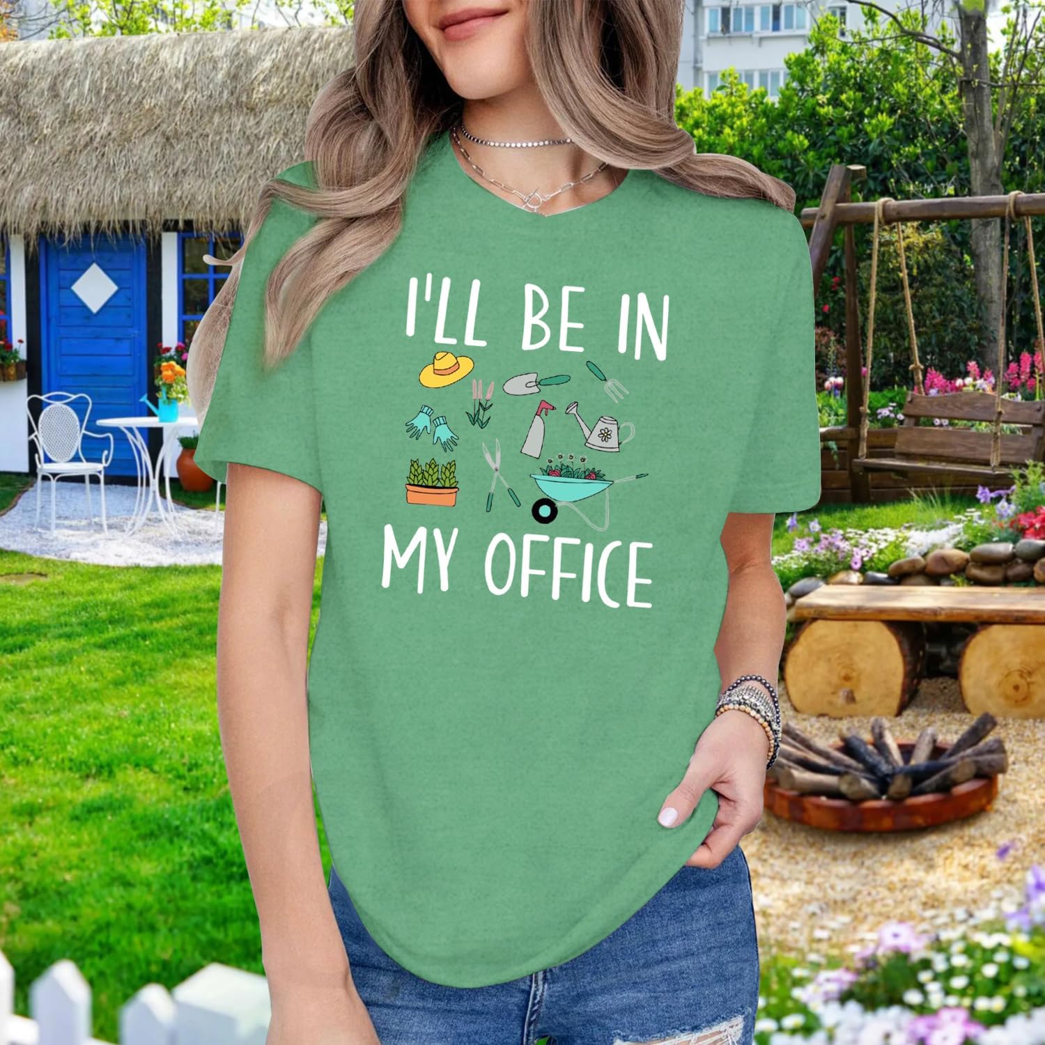 Thumbnail 3 de Qskall Garden women’s plant lover T-shirt with “I’ll Be in My Office” slogan