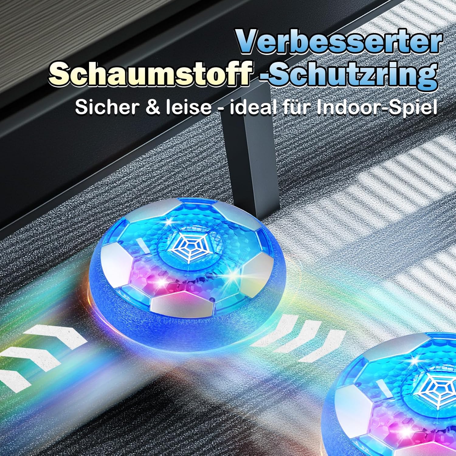 Thumbnail 4 de OMWay Air Power Fußball – recargbarer LED-Schwebeball für drinnen, USB, ca. 50 Minuten Spielzeit