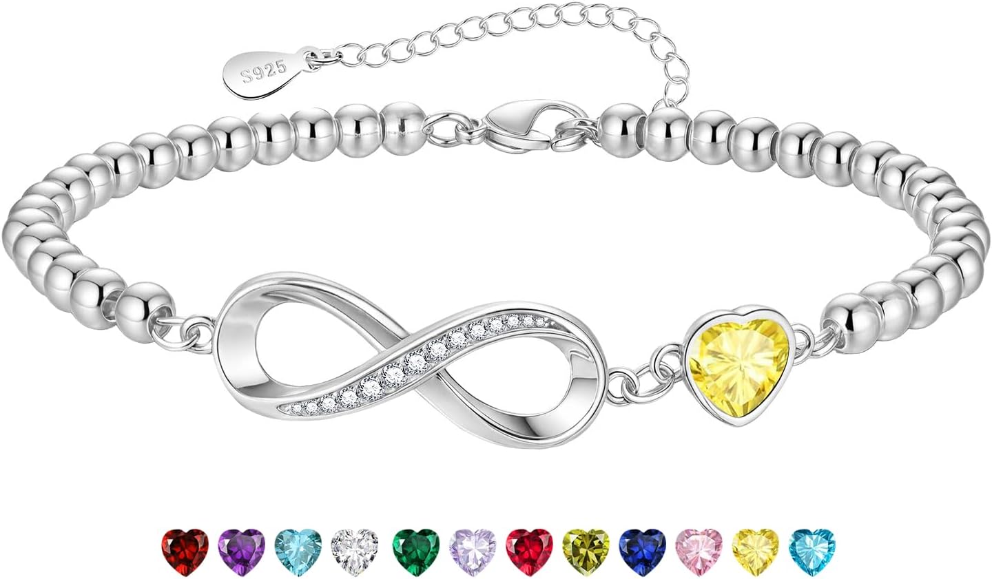 Thumbnail 6 de KLIFOWDY S925 Sterling Silver Infinity Heart Birthstone Bracelet for Women
