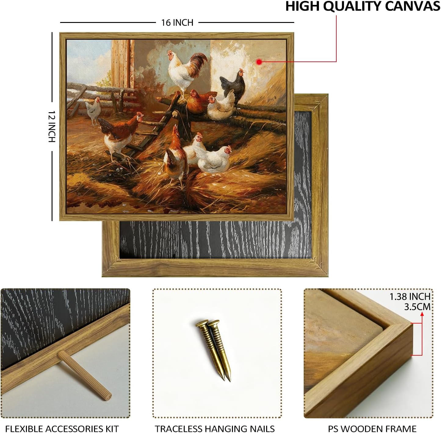 Thumbnail 2 de Funny Chicken Wall Art Framed Prints – 12x16" Watercolour Roosters for Kitchen and Dining