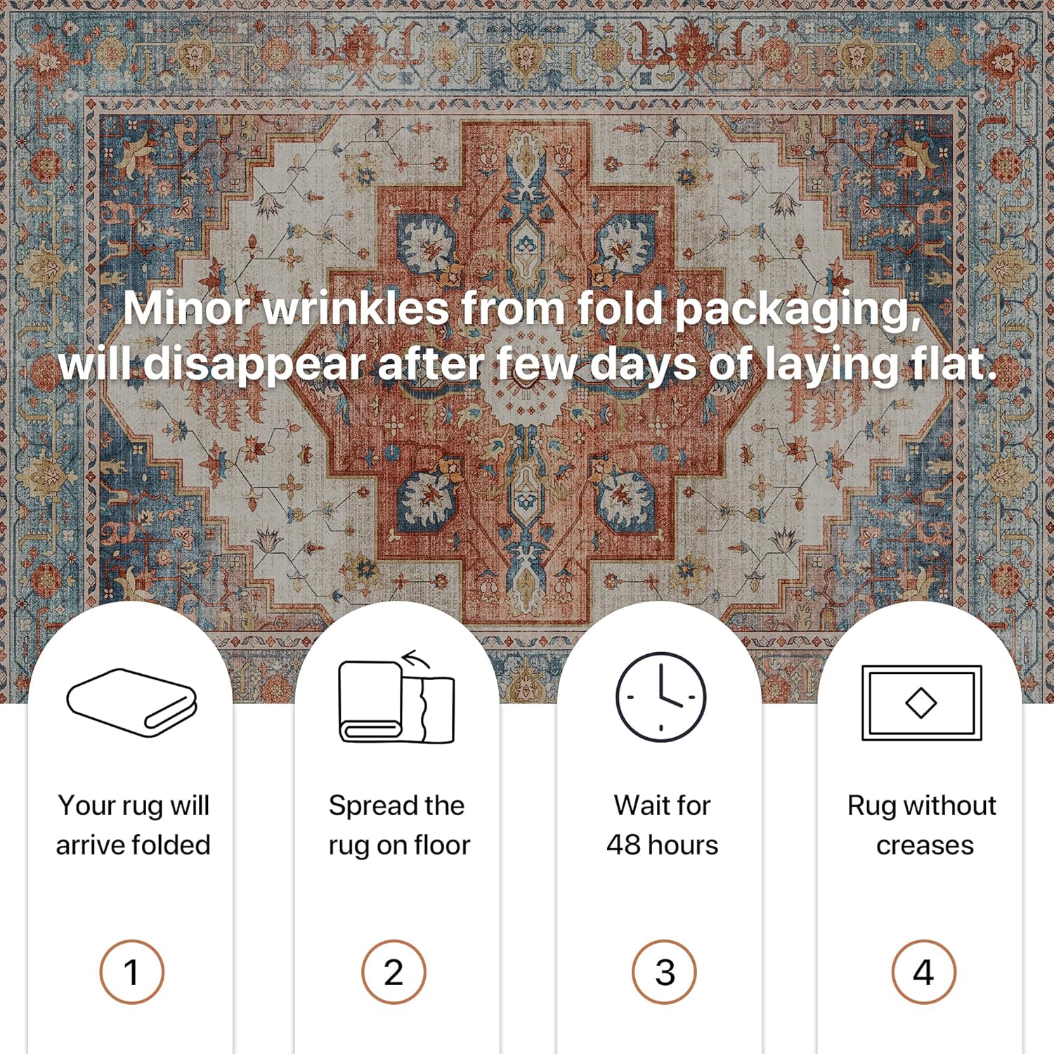Thumbnail 6 de BEIMO Tapis Salon Vintage 200x290 cm, lavable en machine, antidérapant et Orange Vintage