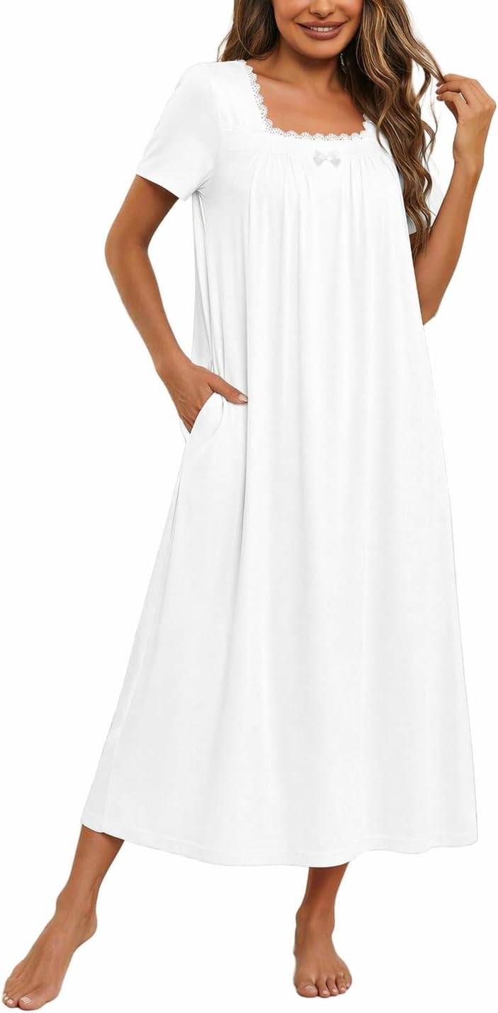 Detalle de Ekouaer Women's Cotton Nightgown