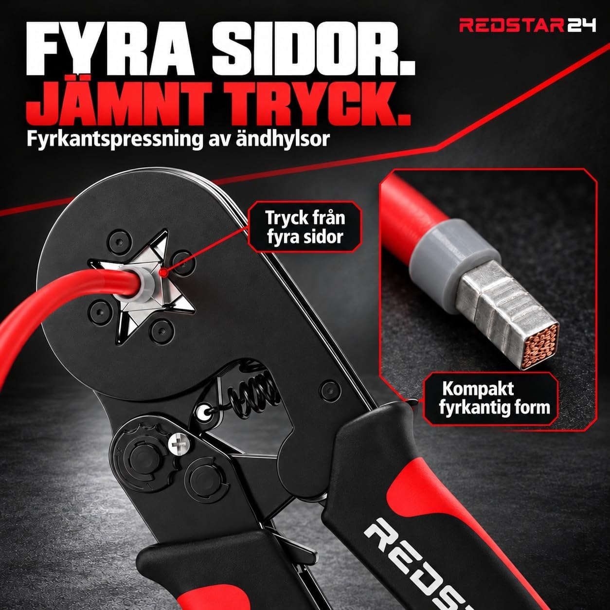 Thumbnail 3 de RedStar24 RS0152 crimptång med självinställning och 1 800 ändhylsor