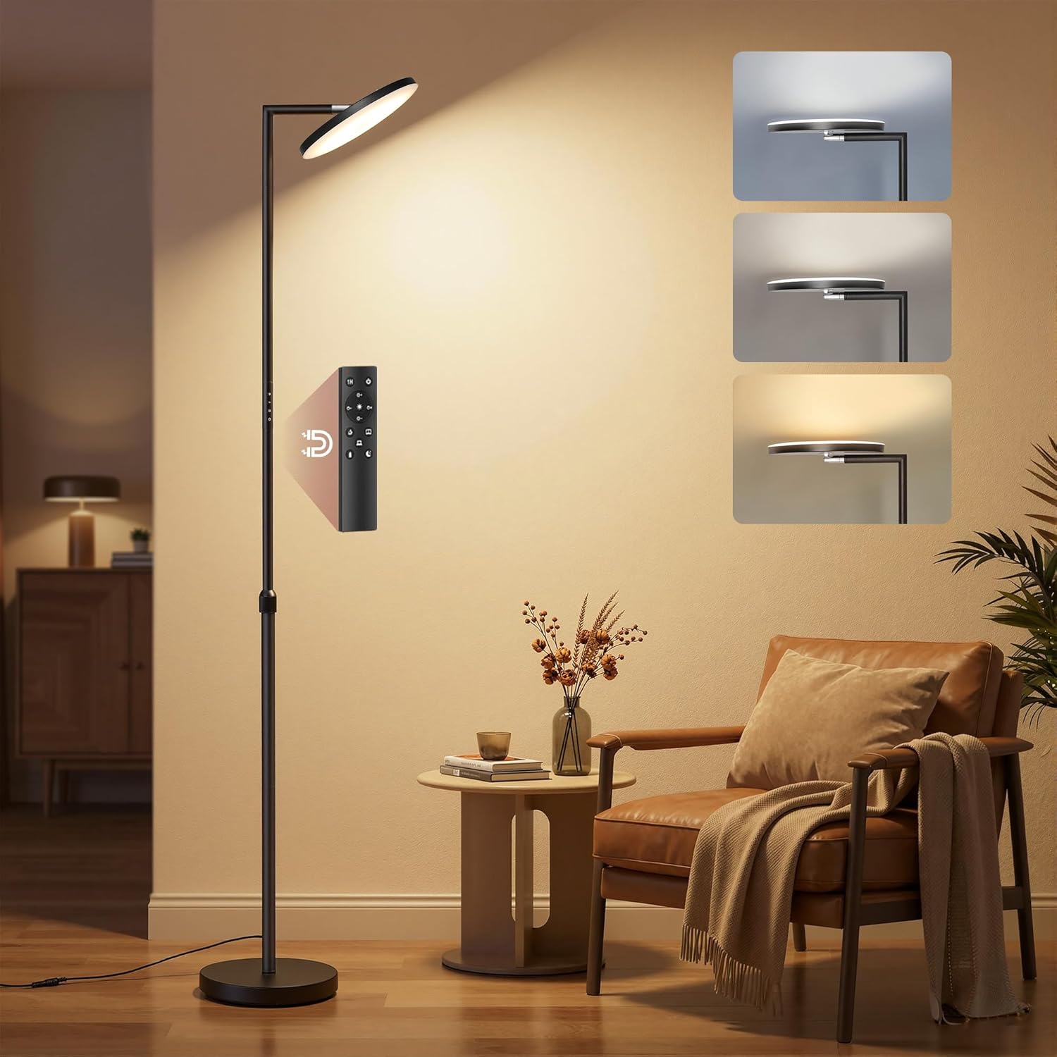 Thumbnail 6 de VASAGLE Lampada da Terra LED 30 W con Testa Orientabile e Telecomando – LFL018BD02