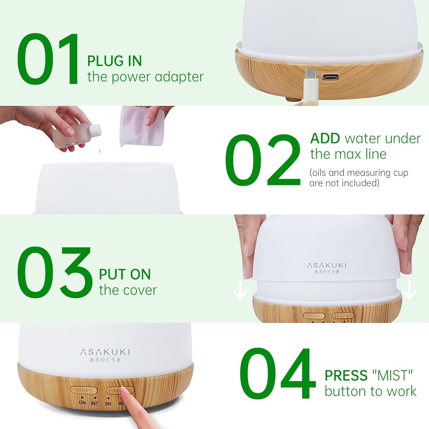 Thumbnail 4 de ASAKUKI Aroma Diffuser 300 ml 🌫