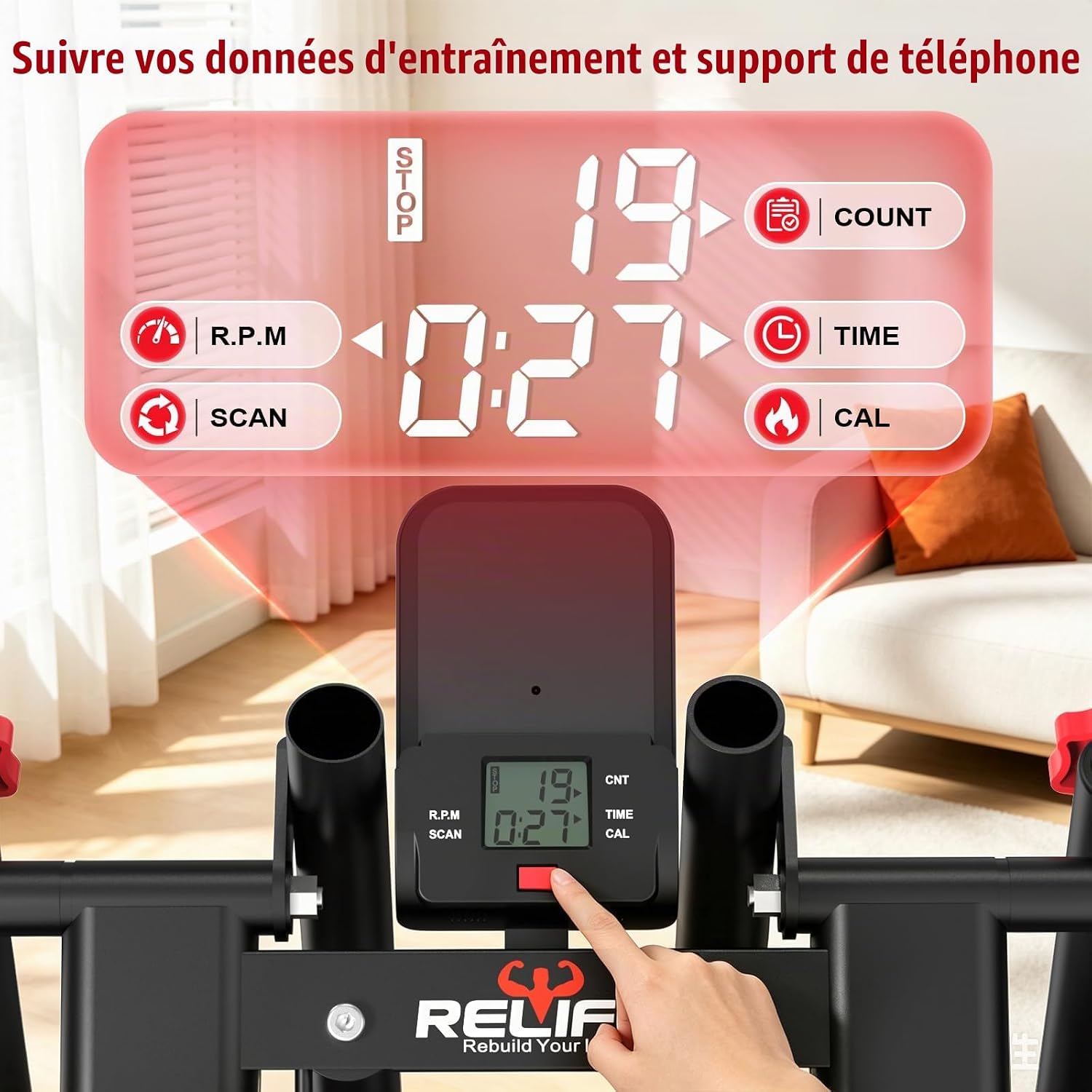 Thumbnail 6 de RELIFE REBUILD YOUR LIFE JL-CT03 opvouwbare stepper met 3 weerstanden