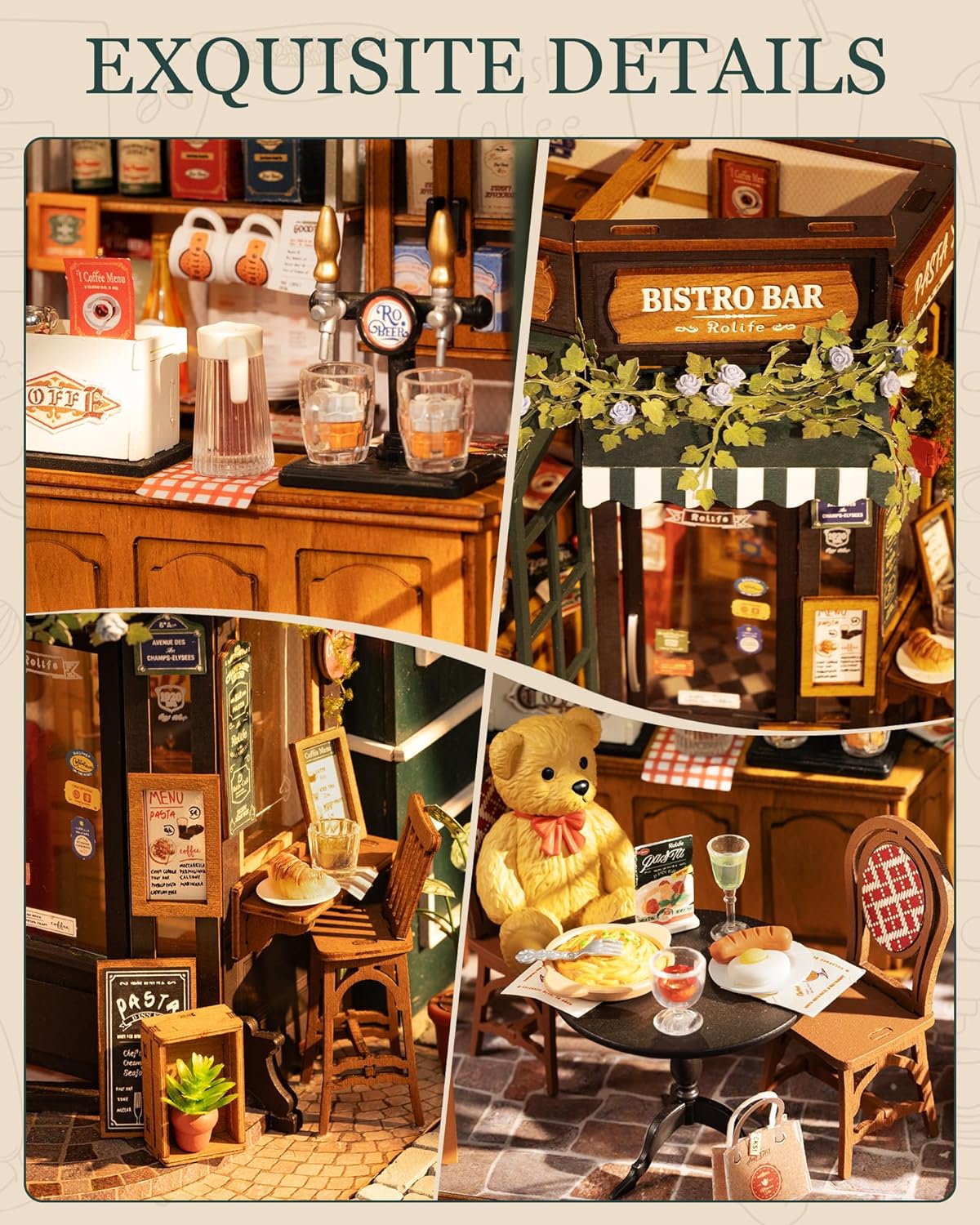 Thumbnail 4 de Rolife Tipsy Restaurant maison miniature 238 mm 🧩