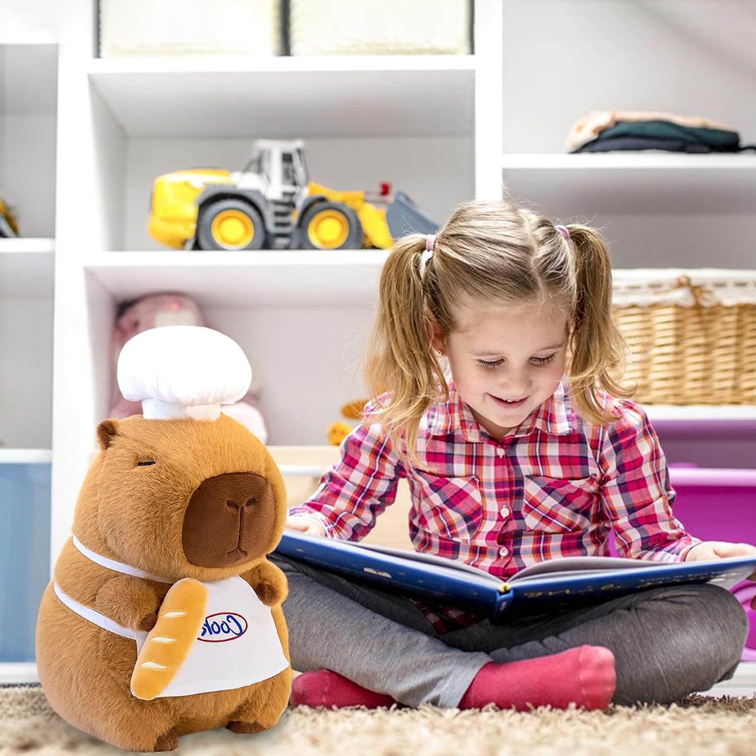 Detalle de Shownicer Capybara Plüschkissen – kuschelweiches Kuscheltier, 35 cm, CE-zertifiziert