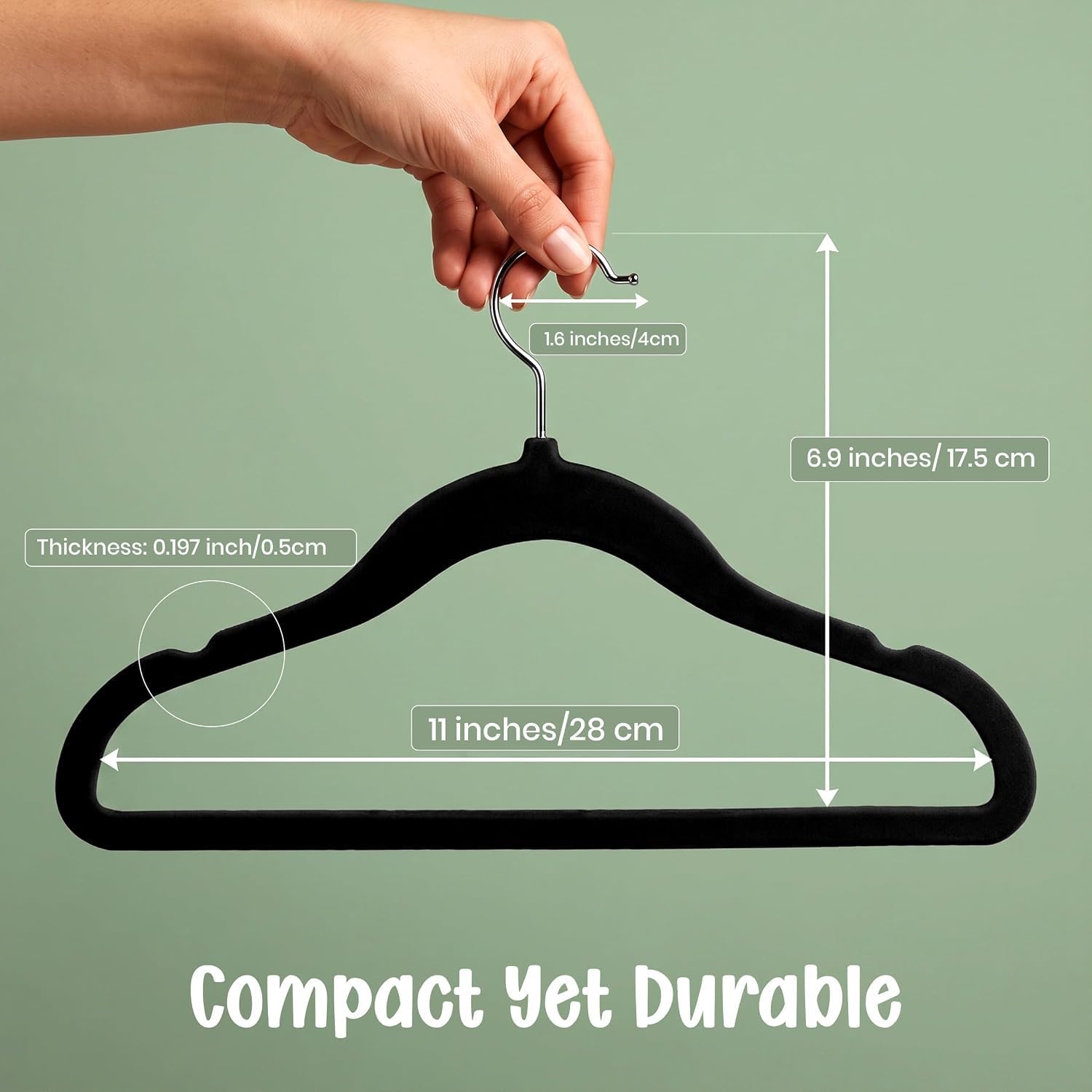 Detalle 2 de Utopia Home Baby Velvet Hangers, 50-Pack, Black with Non-Slip Notches