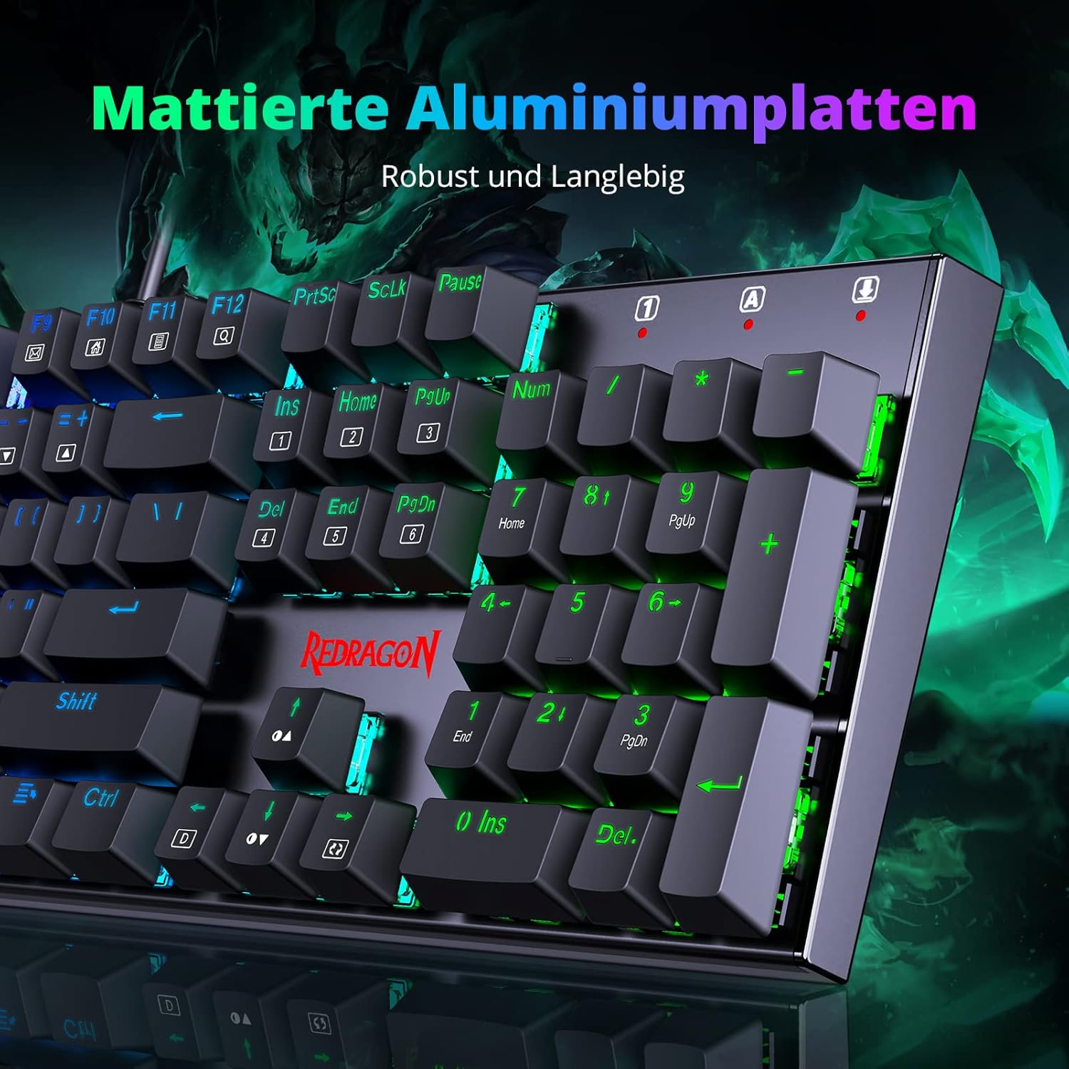 Thumbnail 5 de Redragon Mechanische Gaming Tastatur QWERTZ mit roten Schaltern – 105 Tasten, RGB, Kabelgebunden