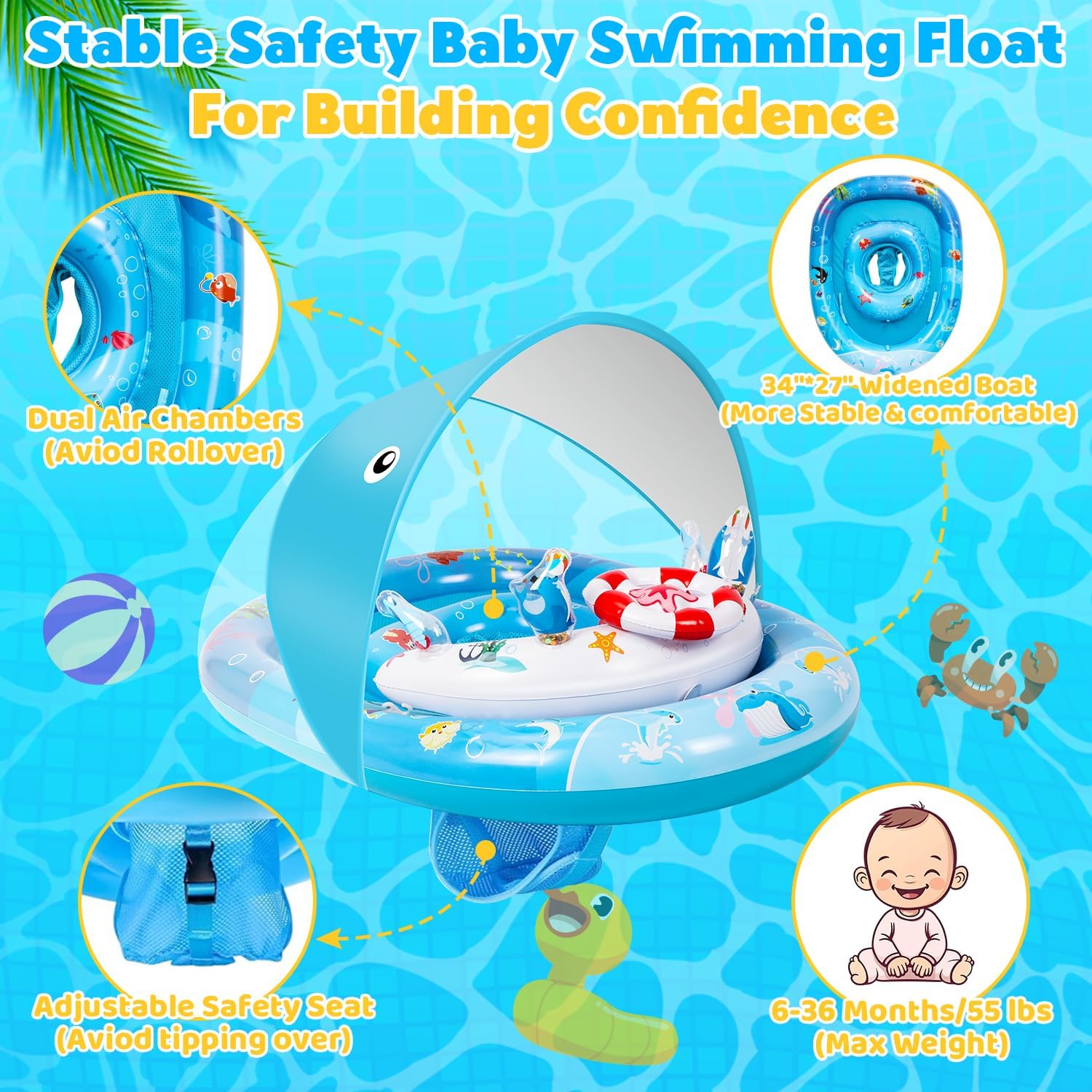 Thumbnail 3 de ACELIFE Schwimmring Baby UPF50+ für 6–36 Monate