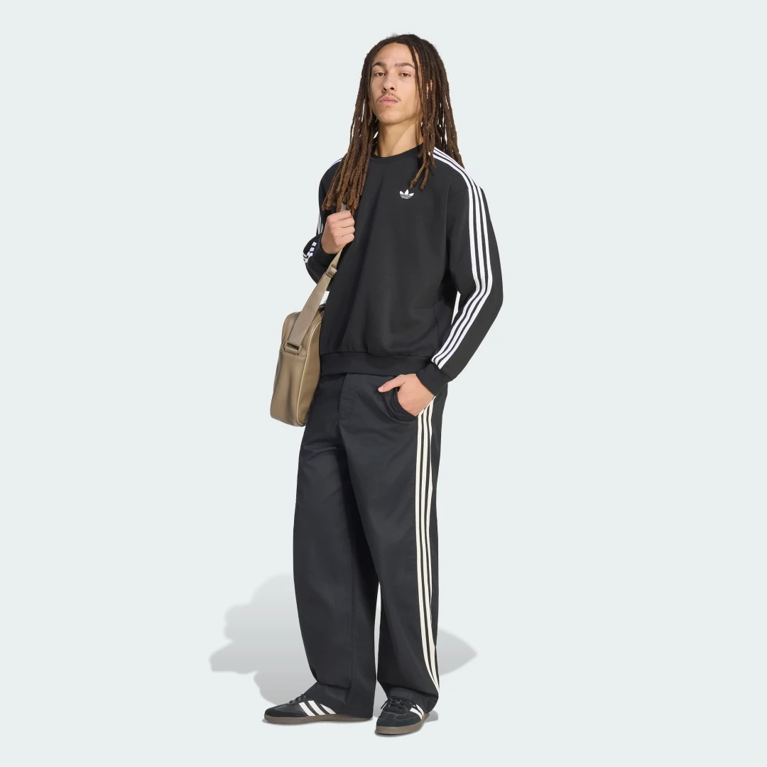 Thumbnail 2 de Sudadera de cuello redondo holgada Adicolor 3 Stripes de Adidas – negro