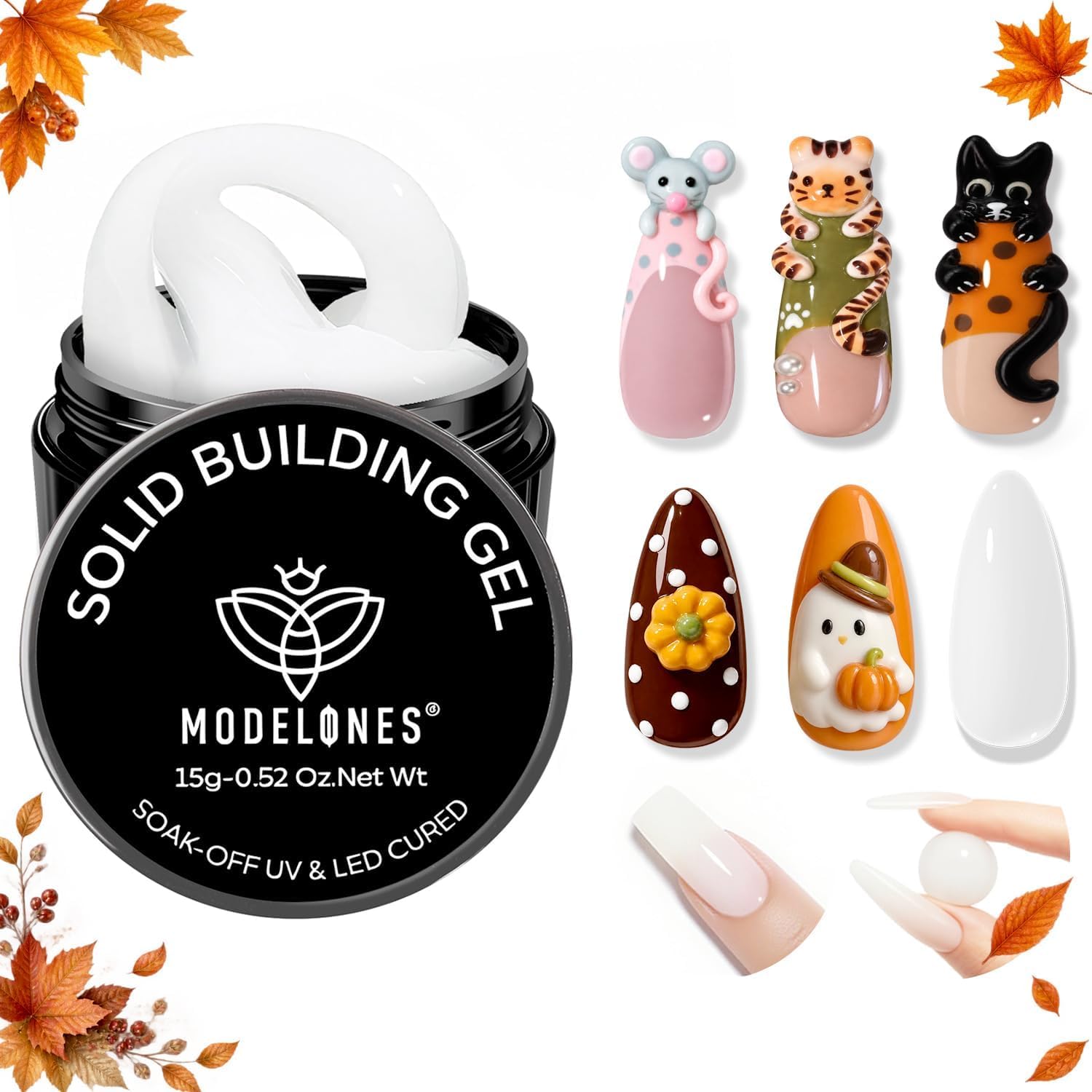 Detalle de modelones 3D Nail Art Gel, vaste UV-gel voor sculptuur en nagelverlenging, 15 g