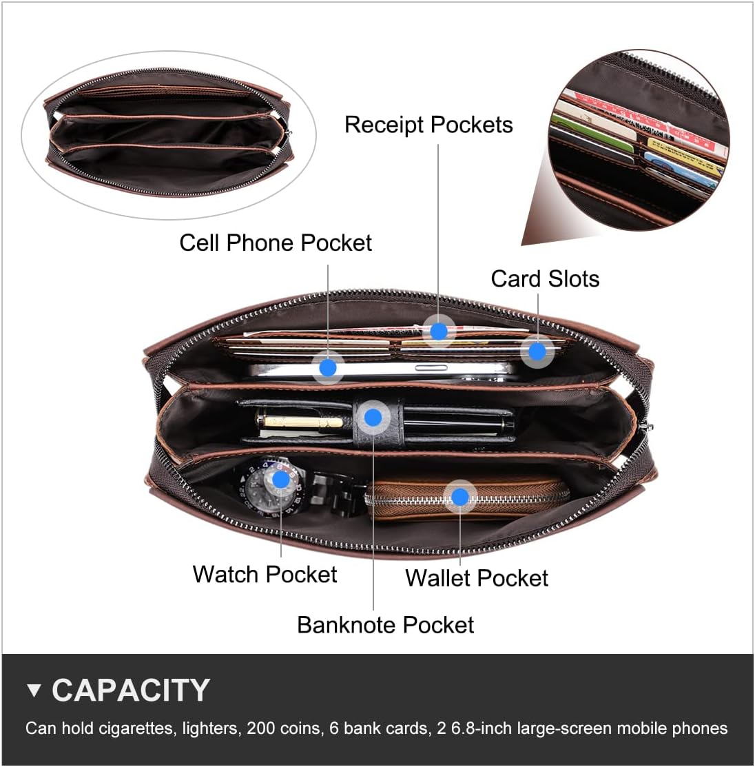 Thumbnail 6 de Contacts Mens Genuine Leather ID Card Organizer Clutch