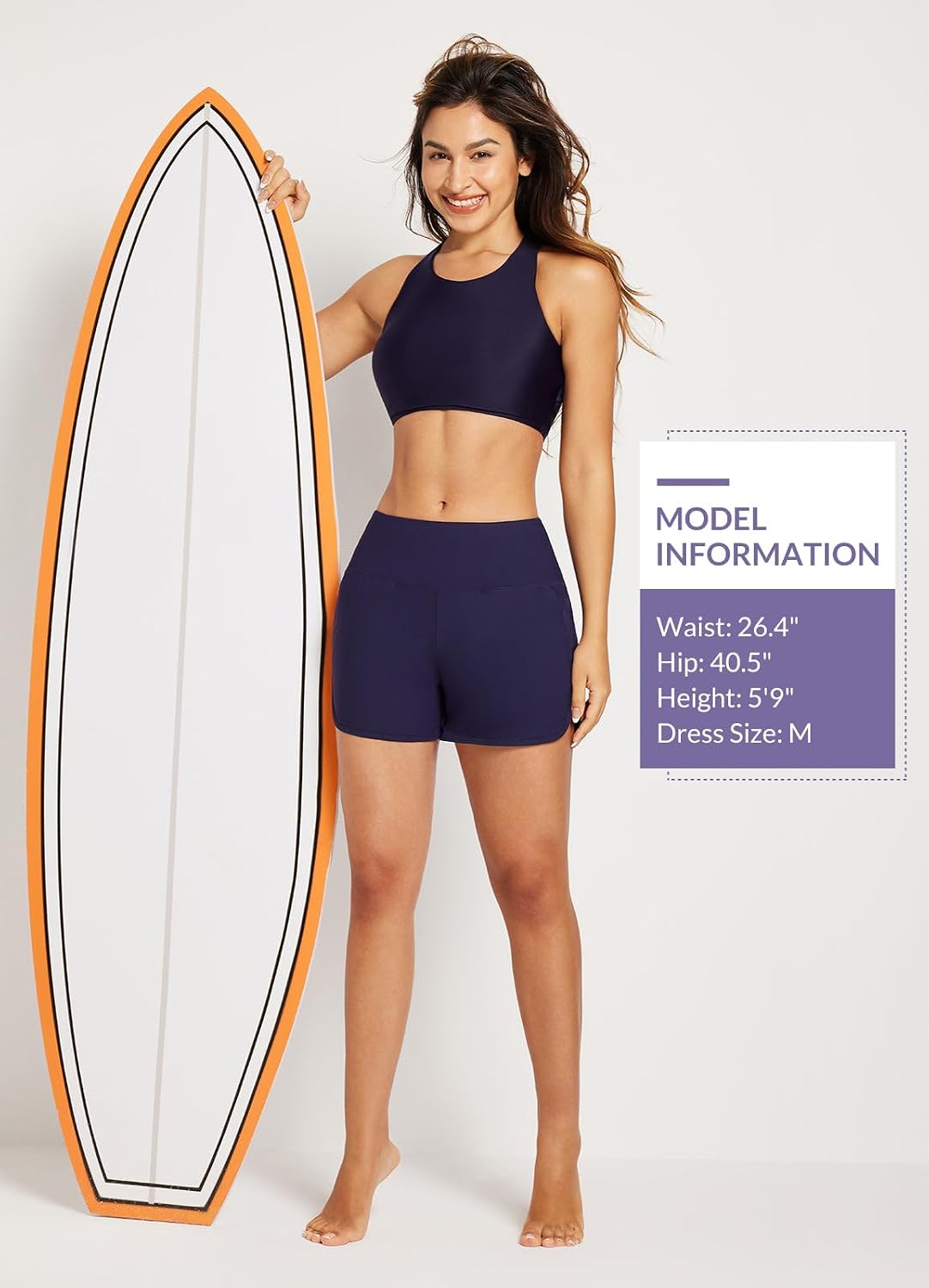 Detalle 2 de baleaf High Waisted Swim Board Shorts 7"