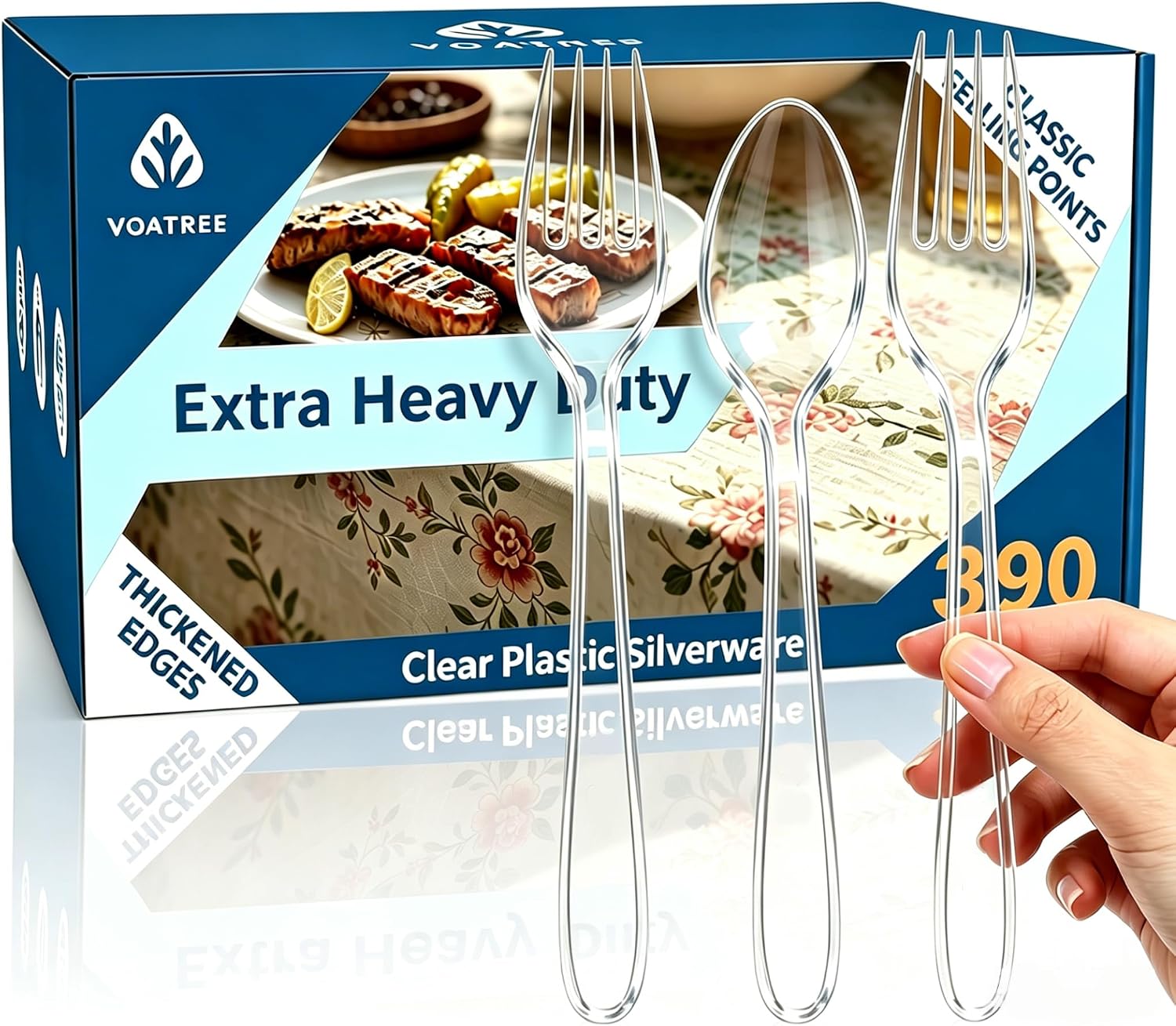 Thumbnail 6 de Voatree 390 Count Heavy Duty Disposable Clear Plastic Cutlery Set