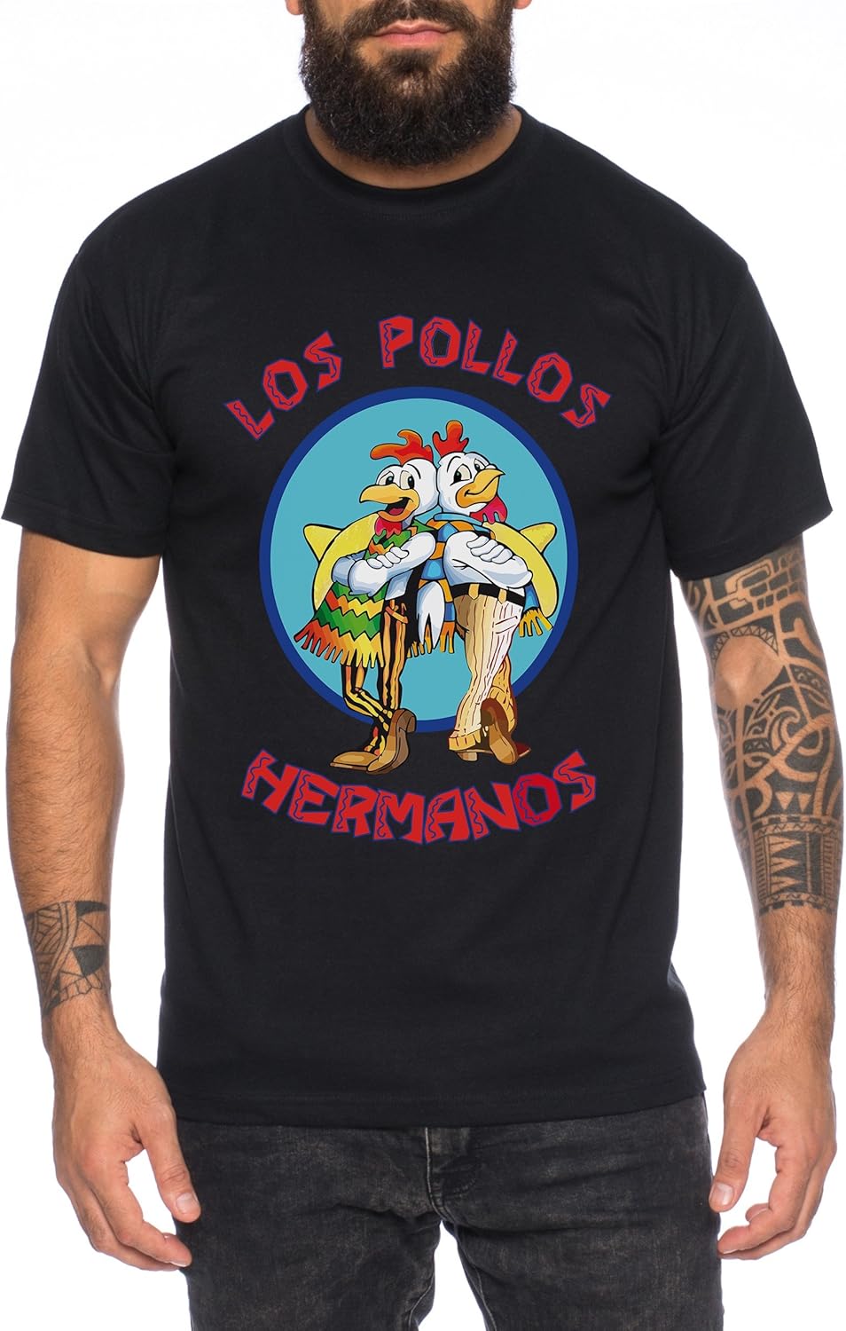 Thumbnail 2 de WhyKiki Los Pollos Herren T-Shirt „Hermanos Bad Heisenberg Breaking“ aus 100% Baumwolle