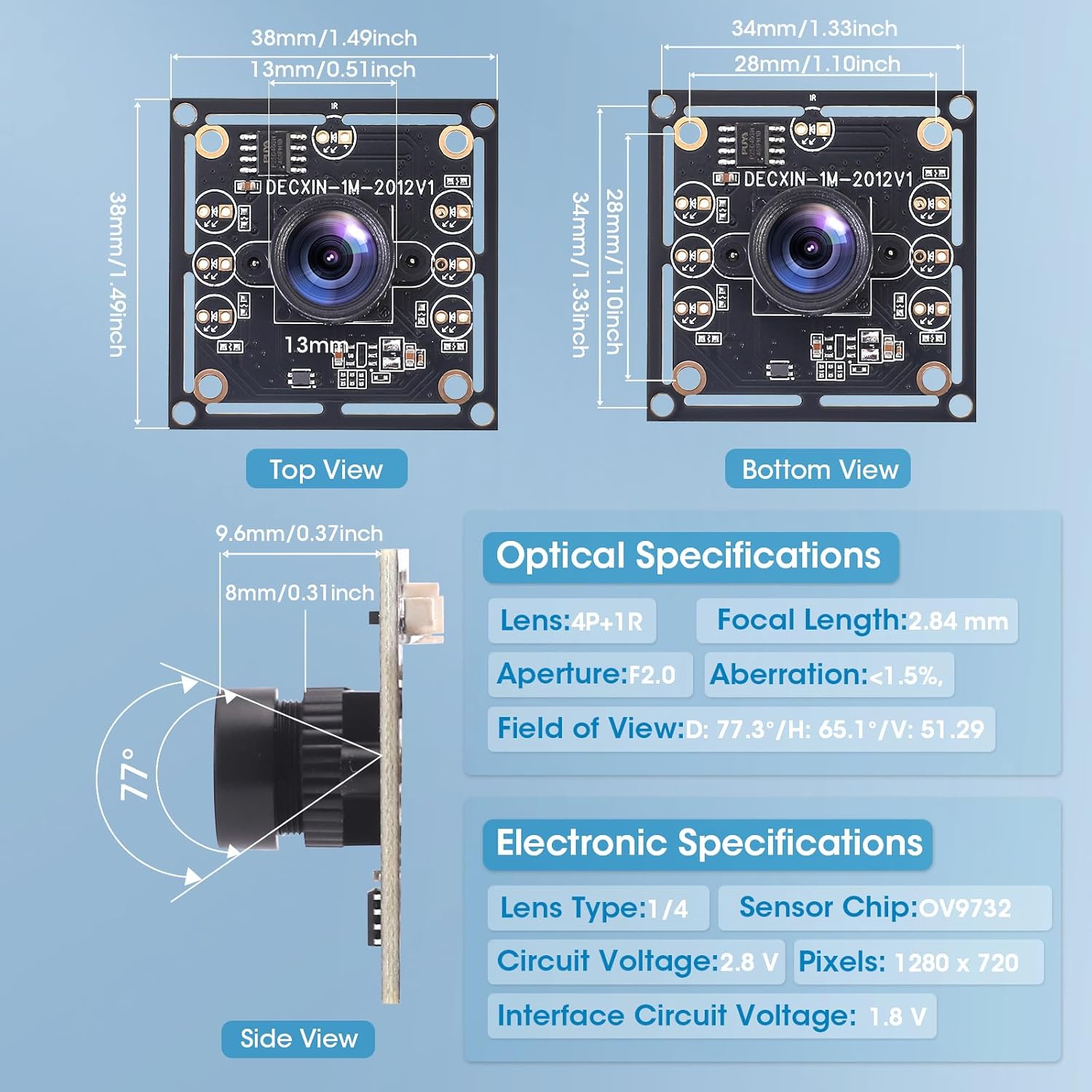 Detalle 2 de OV9732 Kameramodul 3er Set USB Kamera 1280x720