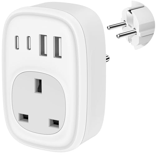 Imagen de Tusreda UK to EU Plug Adapter – 40W USB-C Fast Travel Charger (Schuko) en OfertitasTOP