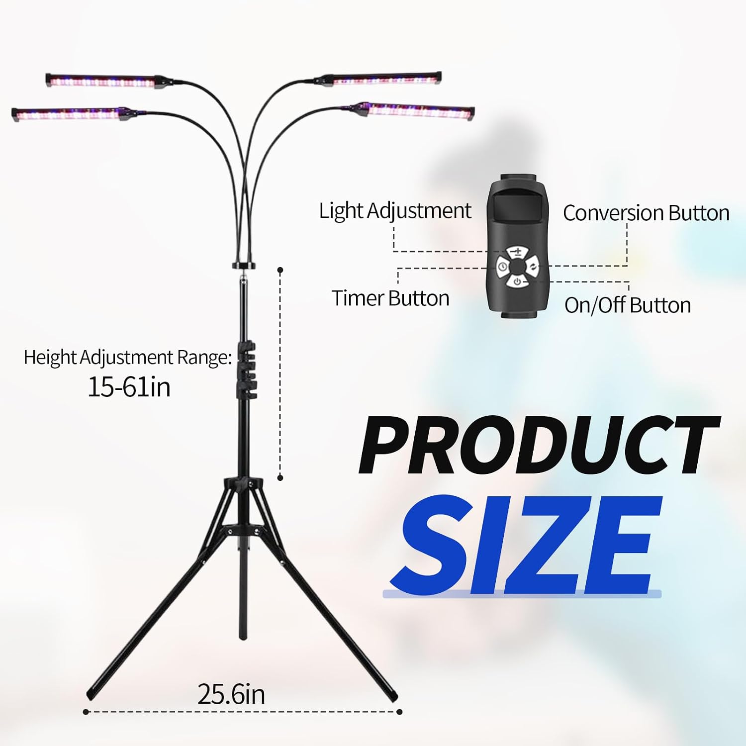 Detalle de Tanning Lamp for Home with Dual-Wavelength Blue Light (460nm & 490nm) — 60W, 4-Head Adjustable Stand