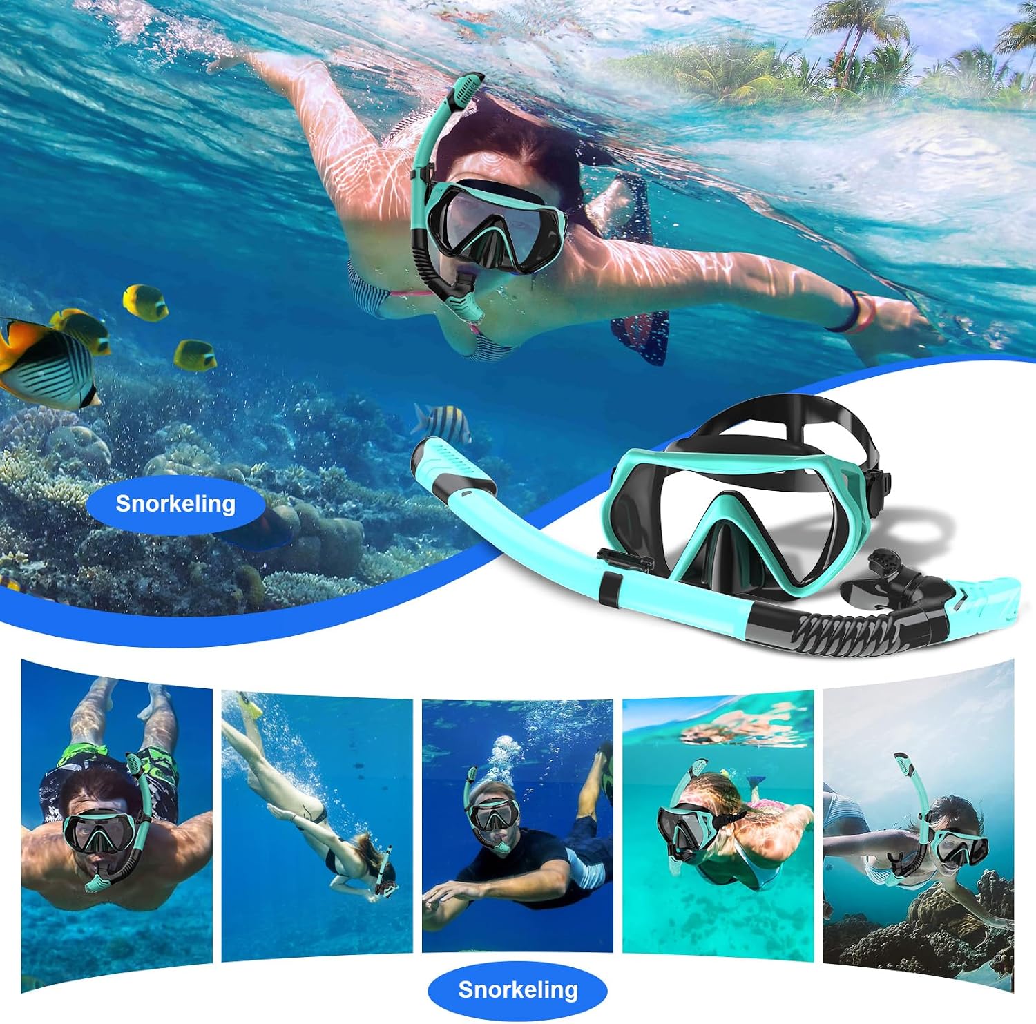 Thumbnail 6 de MELUMILU Snorkel Mask Set with Tempered Glass