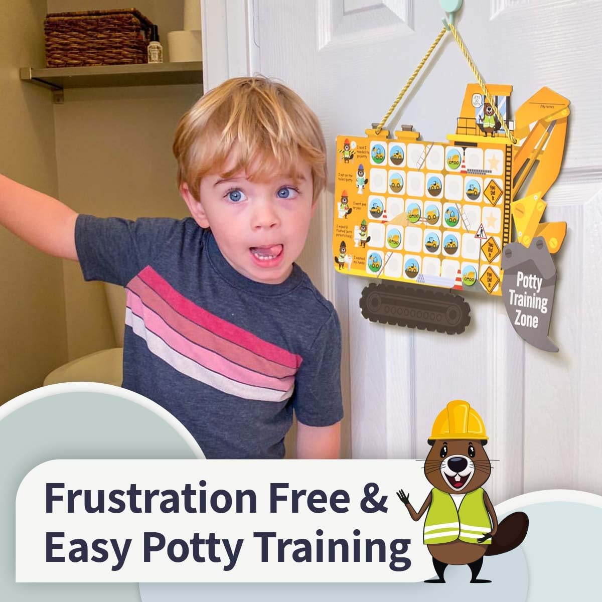 Detalle de Potty Training Chart with 35 Stickers, 3 Reminder Stickers and Crown (Tractor) for Boys and Girls