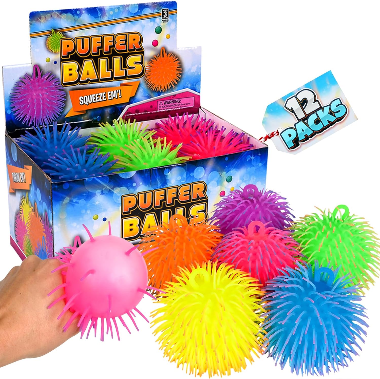 Bedwina Palline gonfiabili (Confezione da 12) – Palle antistress sensoriali neon