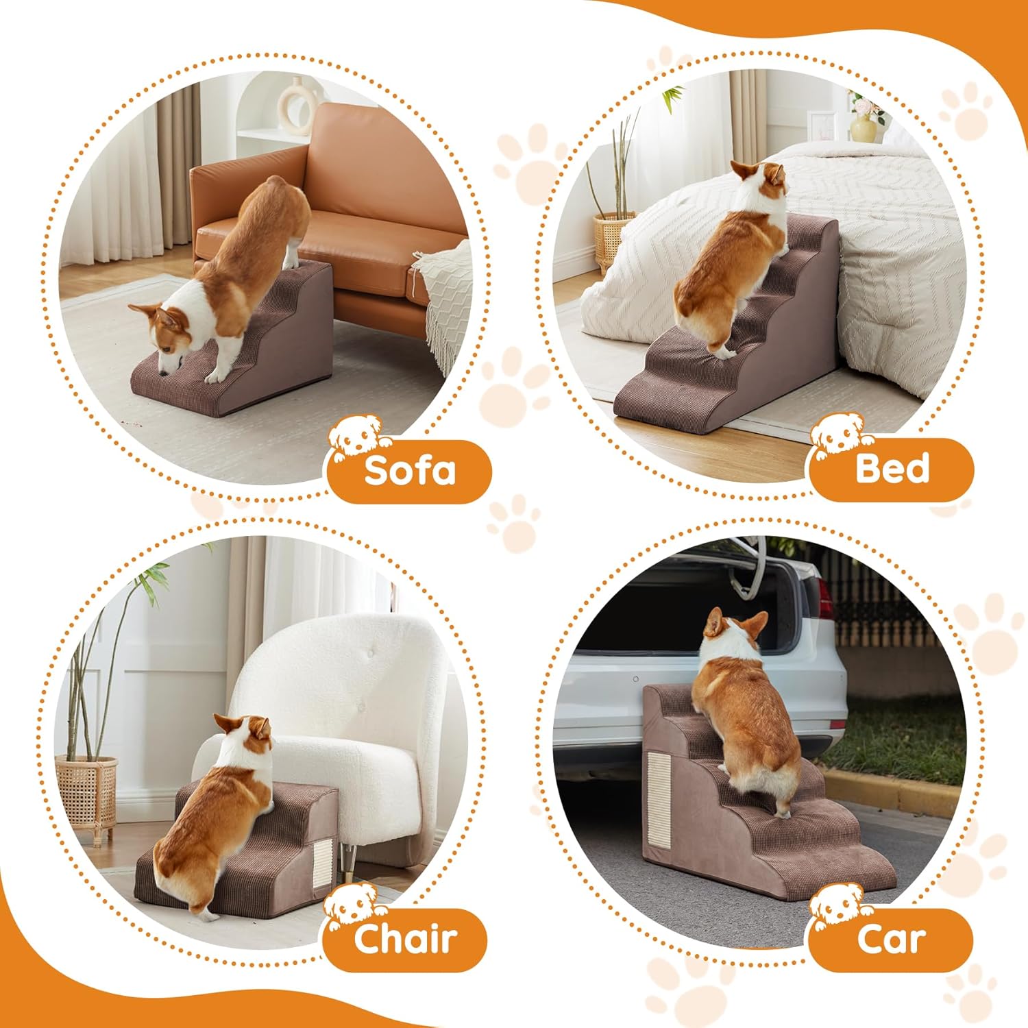 Thumbnail 5 de Dog Pet Stairs 3-Step Curved Ramp