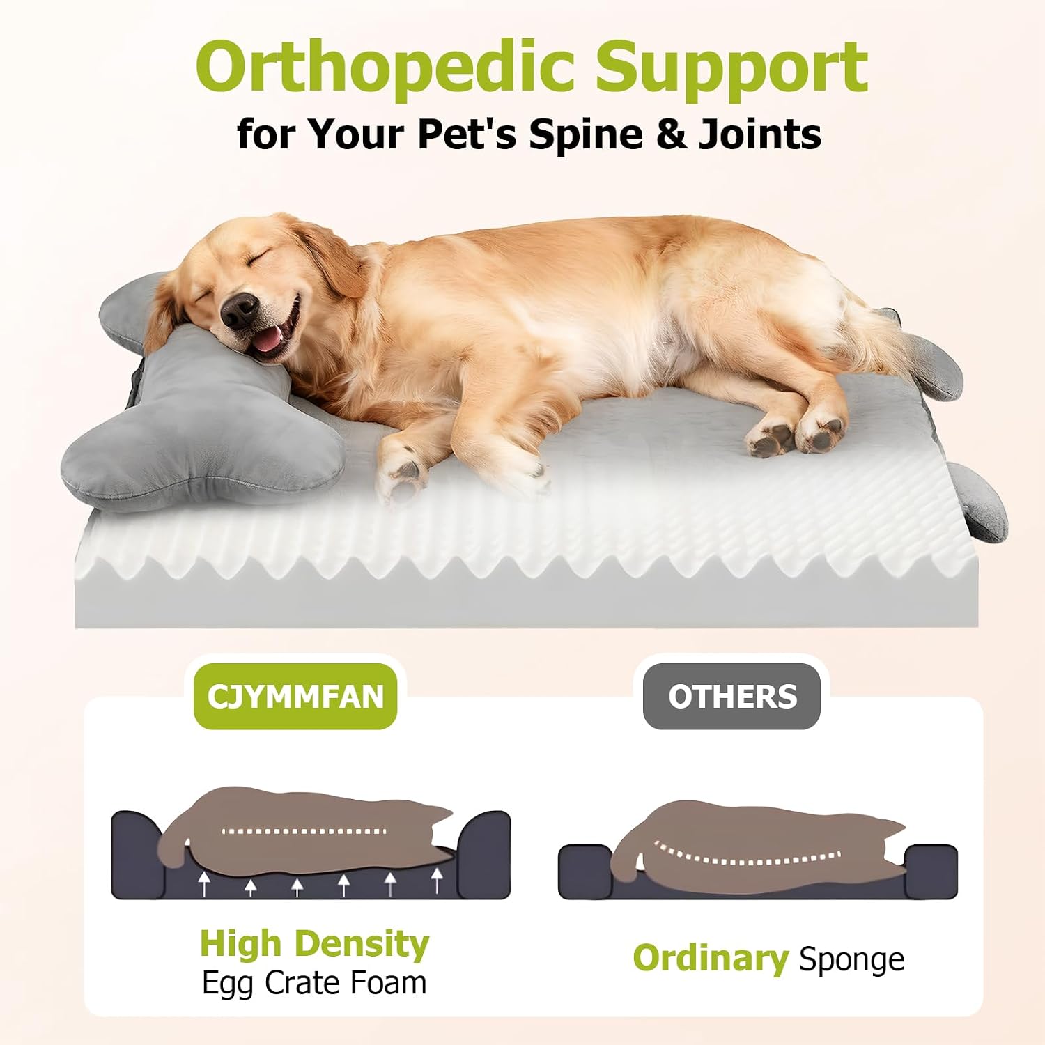 Detalle 2 de Orthopedic Dog Bed with Removable Headrest Bolster and Waterproof Cover