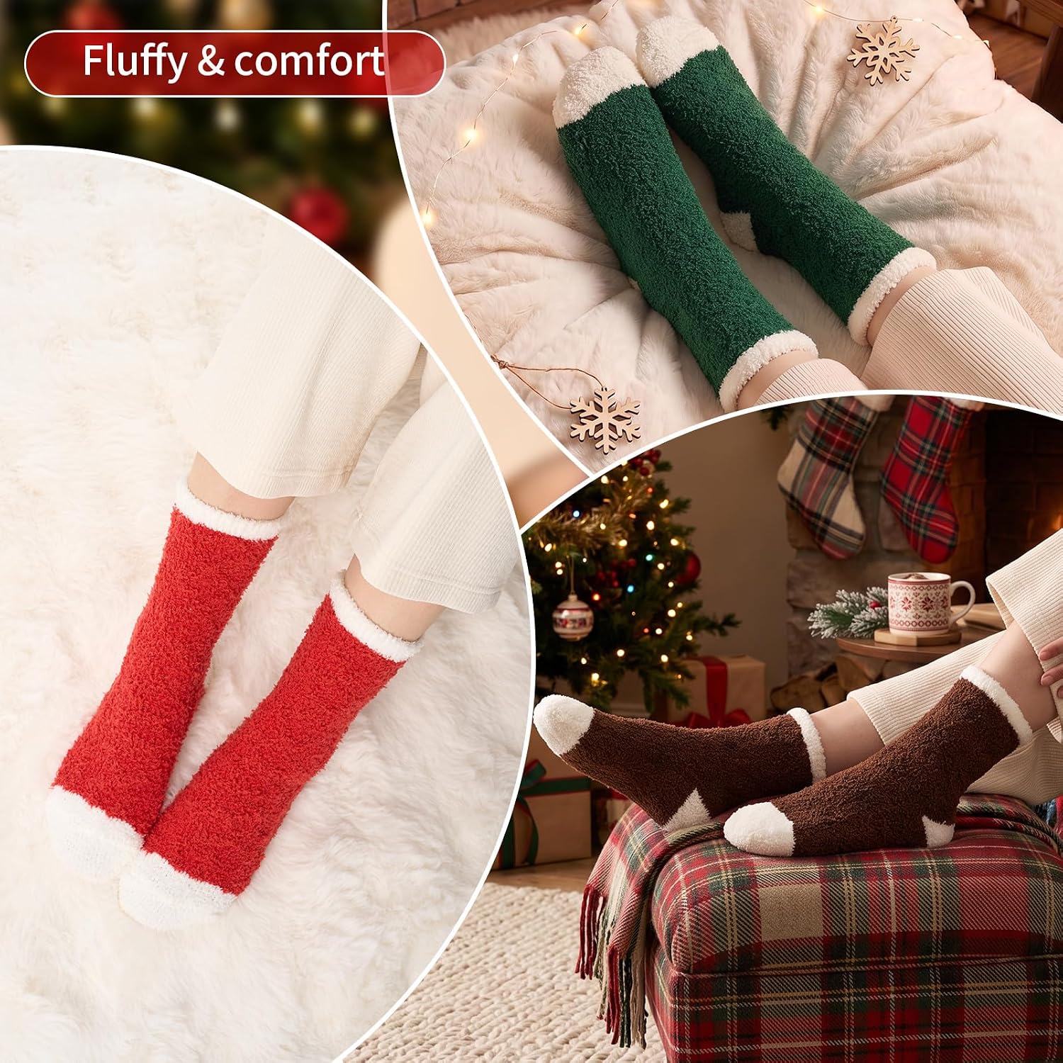 Thumbnail 1 de Pandaplay Fuzzy Socks for Women, 5-Pair Plush Thermal Winter Socks