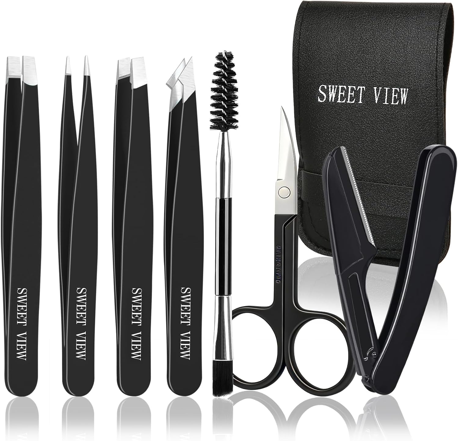 SWEET VIEW 7‑Stück Pinzetten-Set – Präzisionswerkzeug für Augenbrauen, Gesicht und eingewachsene Haare