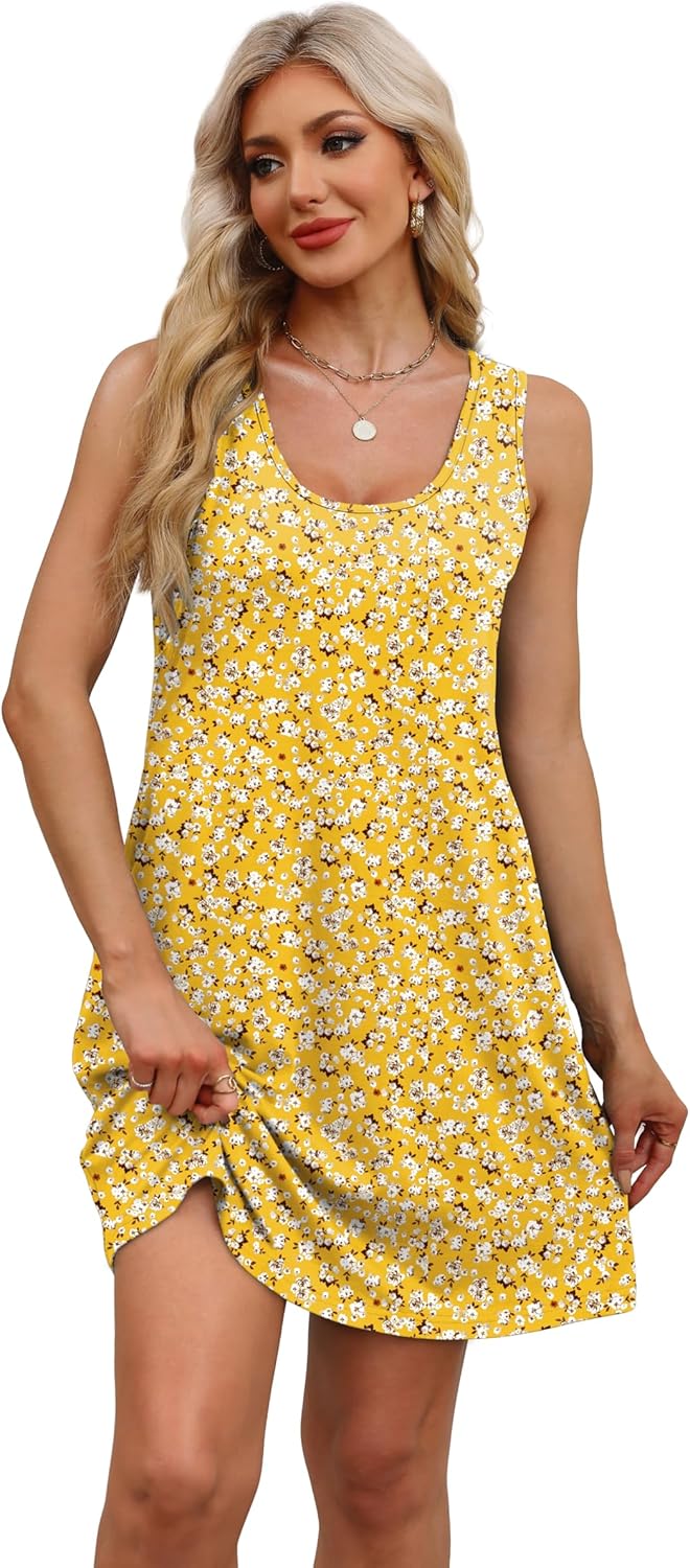Detalle 2 de WEESO Women's Summer Dress: Loose U-Neck Sleeveless Sundress with Pockets
