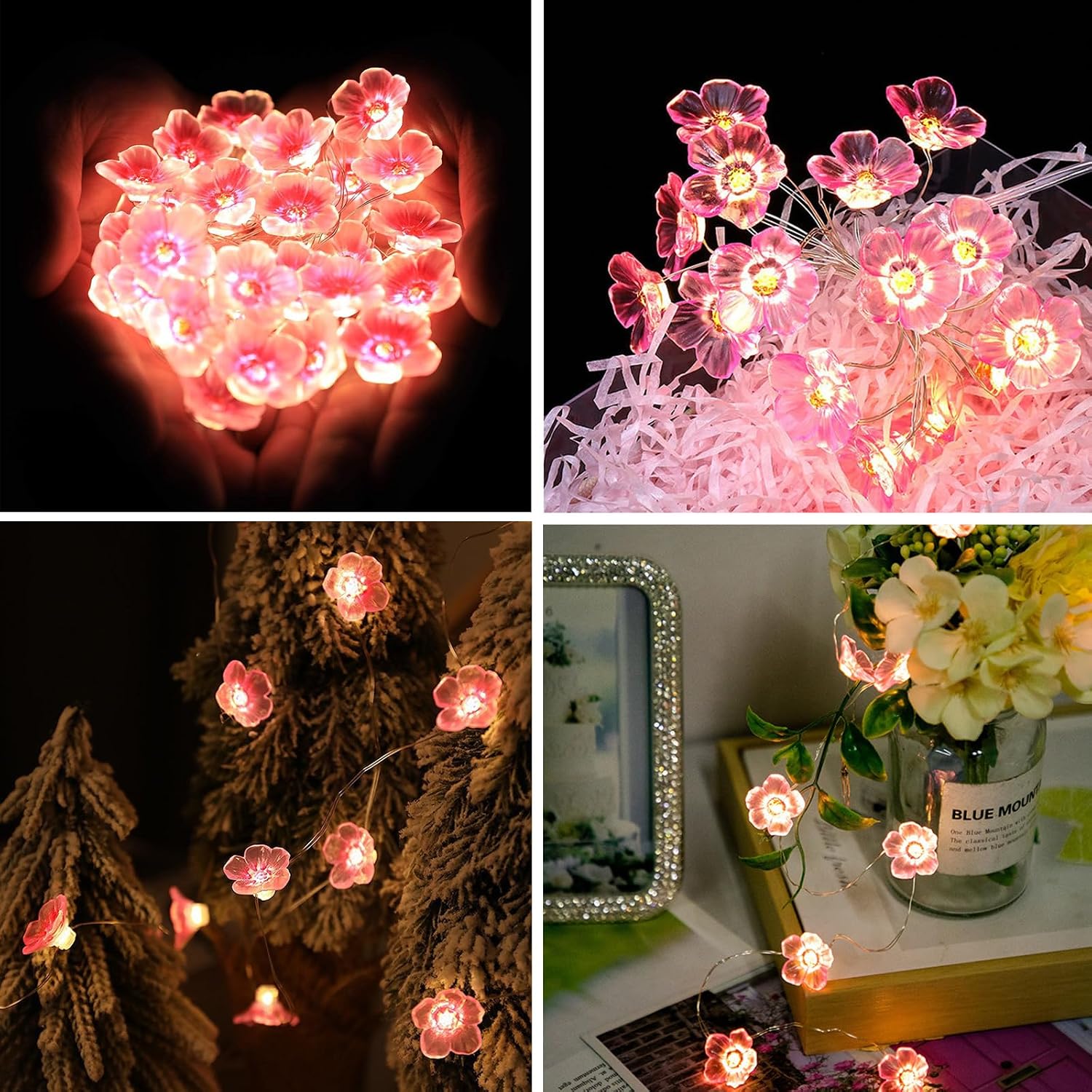 Detalle 2 de LED-Lichterkette Blumen mit Timer – 2 m, 20 LEDs, batteriebetrieben