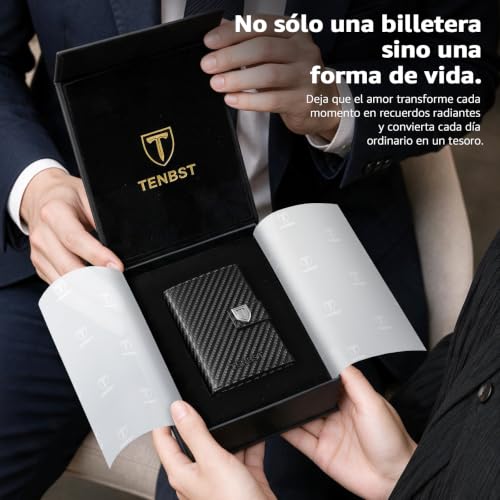 Thumbnail 7 de TENBST Cartera para hombre con bloqueo RFID, tarjetero emergente y monedero