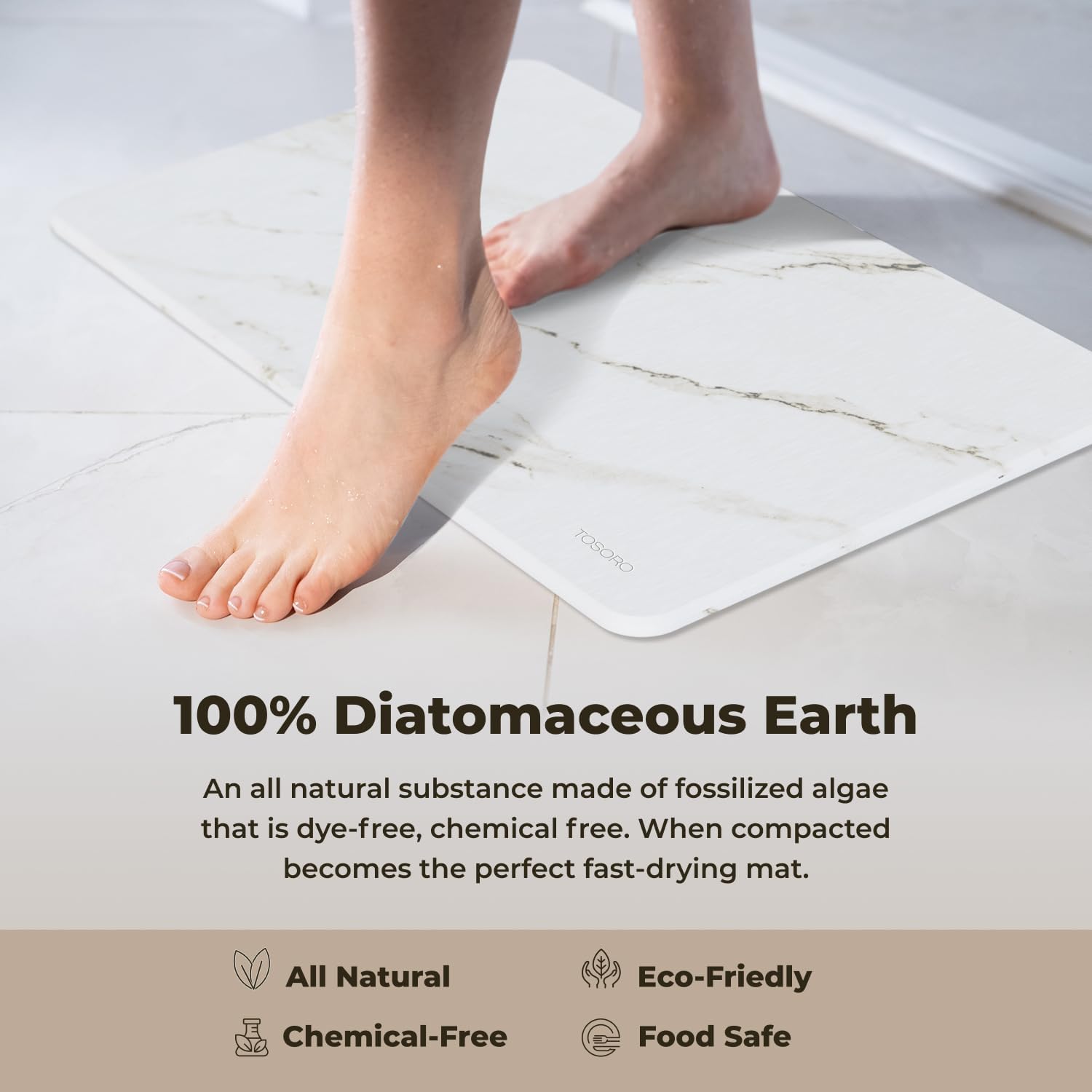Thumbnail 3 de TOSORO Stone Bath Mat: Diatomaceous Earth Non-Slip Quick-Drying Shower Mat (23.5 x 15) – Sandstone