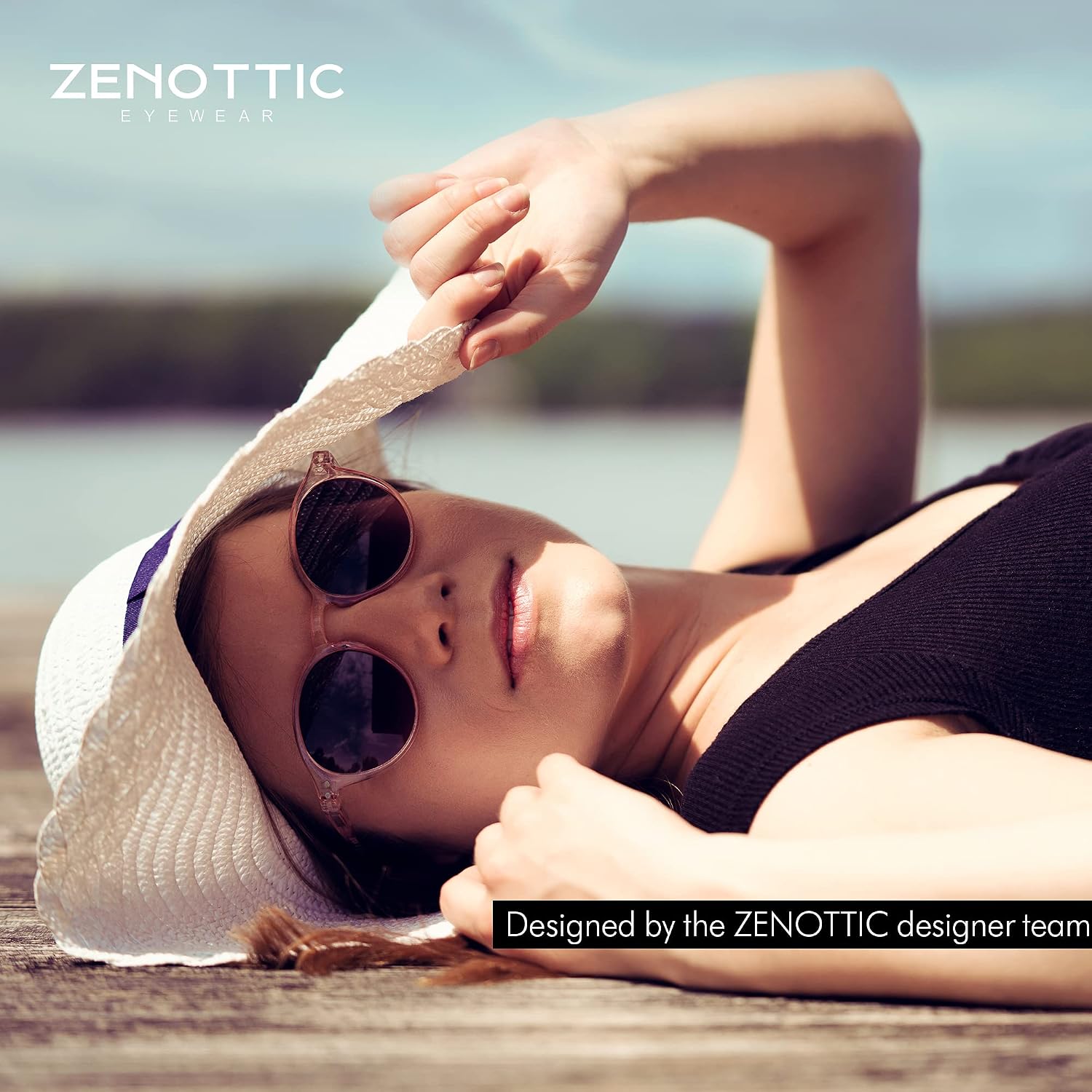 Detalle 2 de ZENOTTIC Occhiali da sole polarizzati retrò rotondo – UV400, montatura PC resistente