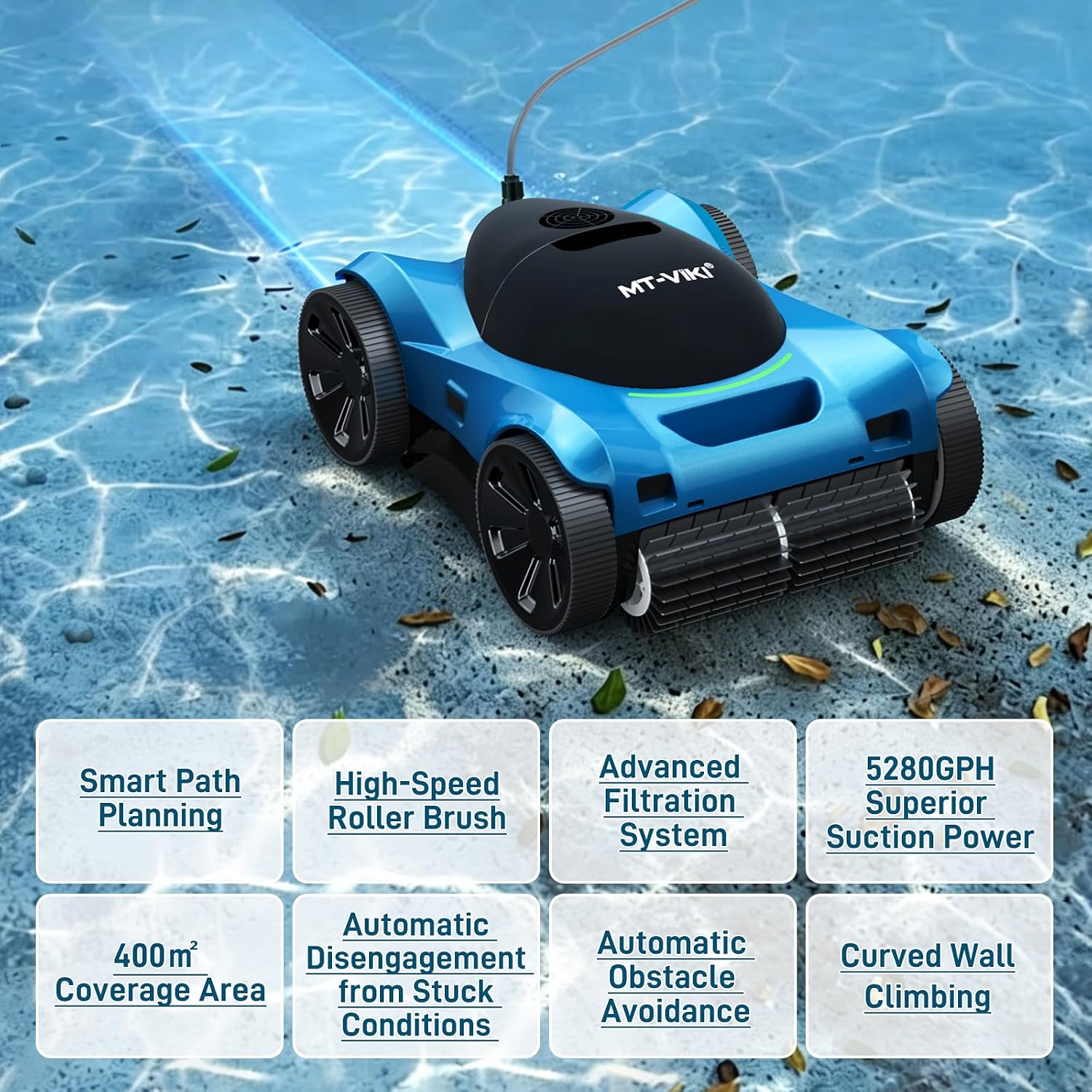 Thumbnail 2 de MT-VIKI H8 Cordless Robotic Pool Vacuum – 4WD, 300W Suction, Up to 8h Runtime