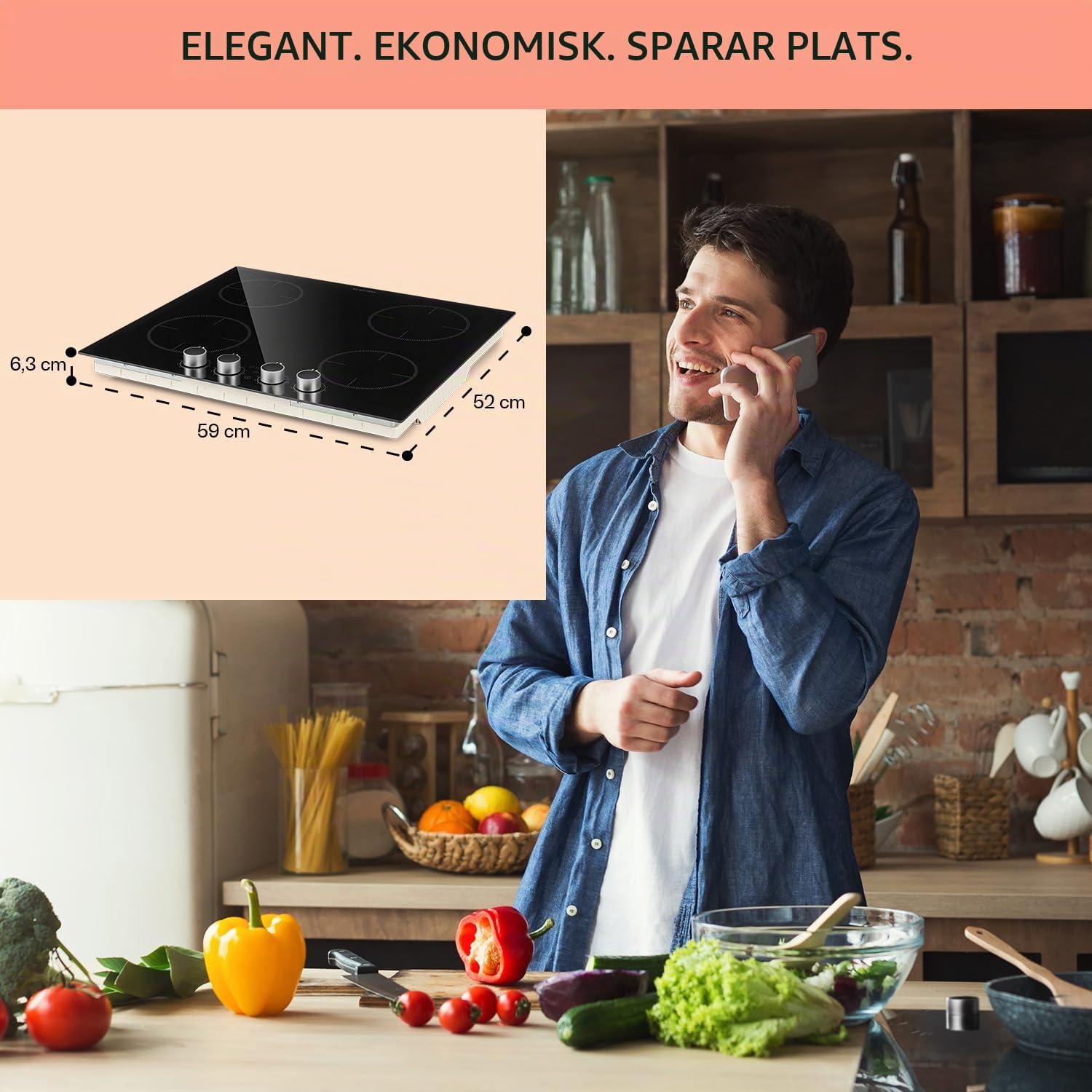 Thumbnail 6 de Klarstein induktionshäll med 4 kokzoner, 6000 W och svart glaskeramik