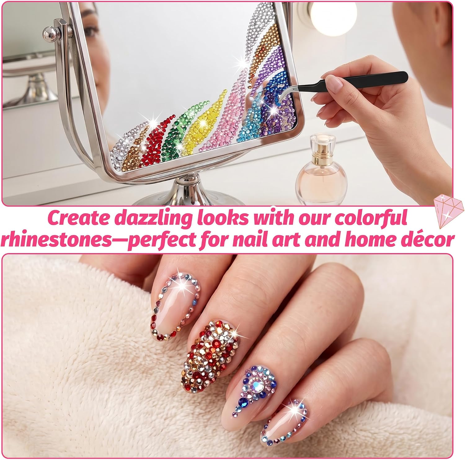 Detalle de WUIOWPPIC 42 Colours Nail Art Rhinestones Bedazzling Kit – 36,800 Pieces