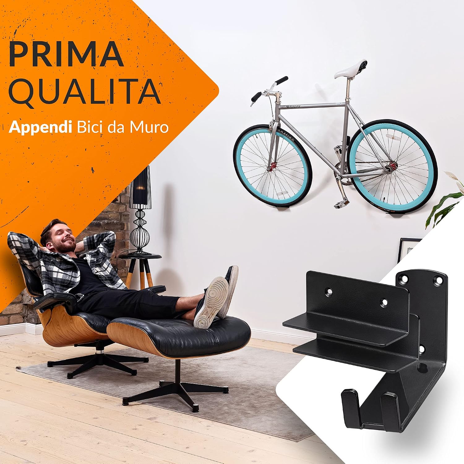 Detalle 2 de Upgrade4cars Appendi Bici da Muro 50 kg
