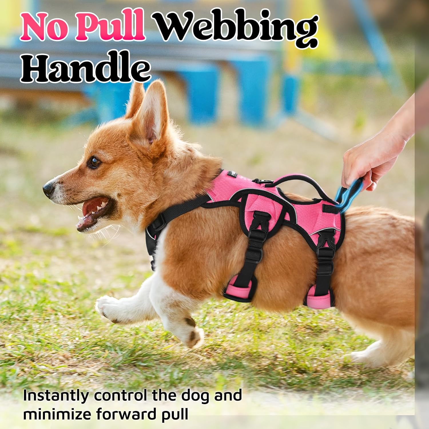 Thumbnail 4 de rabbitgoo Escape-Proof Dog Harness (Medium) with Large Handle – Adjustable Anti-Pull Reflective Vest for Outdoor Training & Service Dogs, Pink