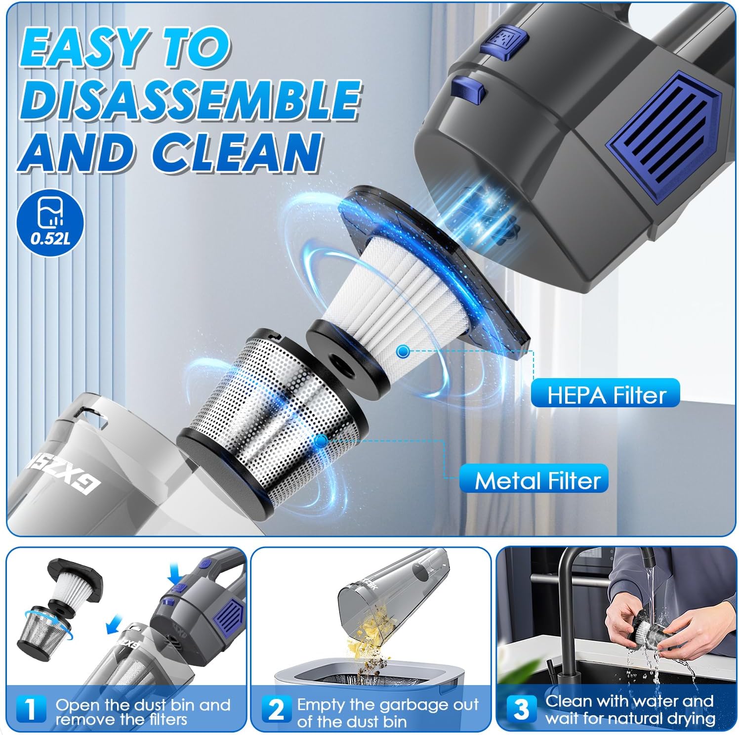 Thumbnail 4 de Gxzsk Cordless Handheld Vacuum 15000PA ⚙