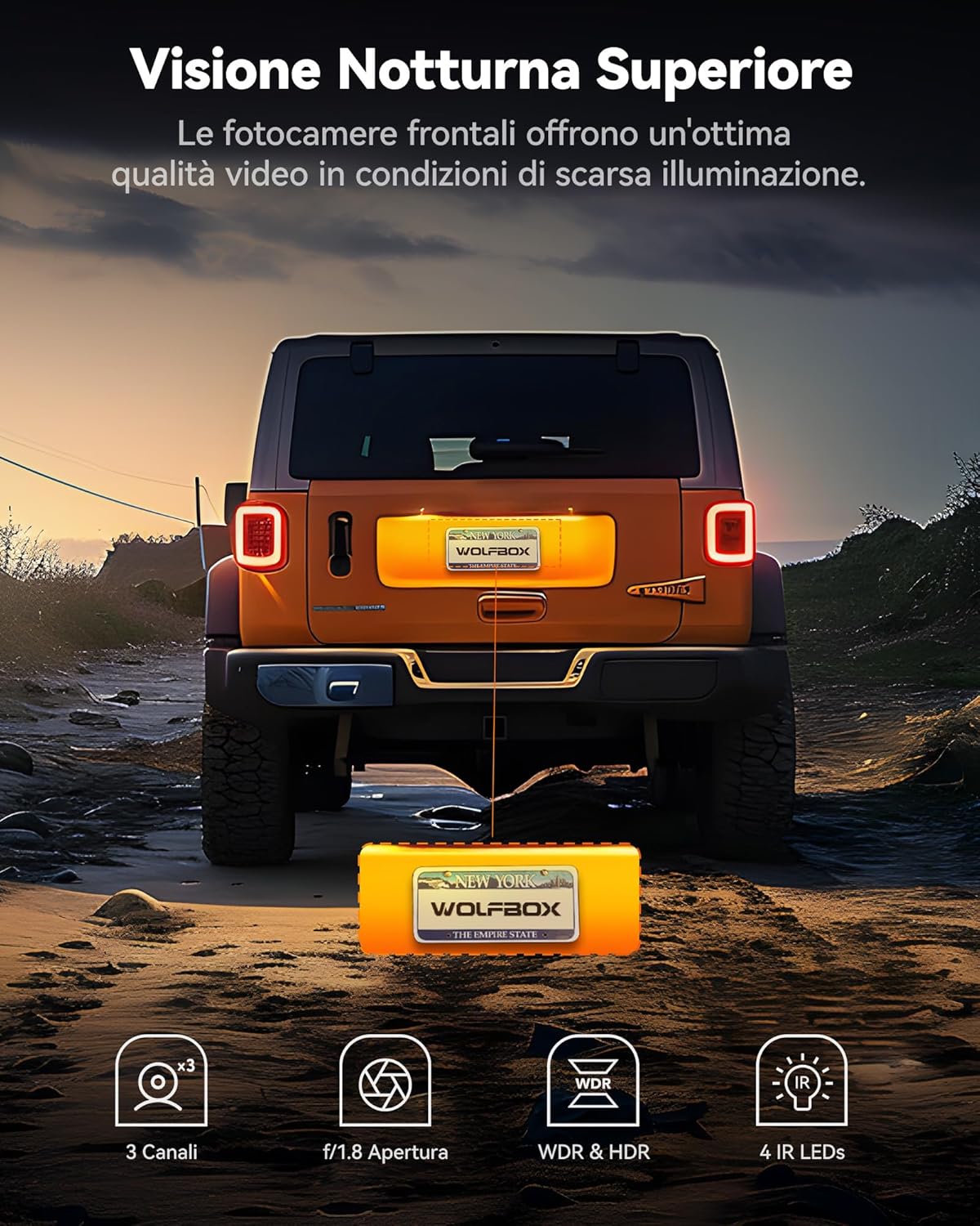 Thumbnail 3 de WOLFBOX i17 Dash cam 4K 3 canali con GPS e 64GB