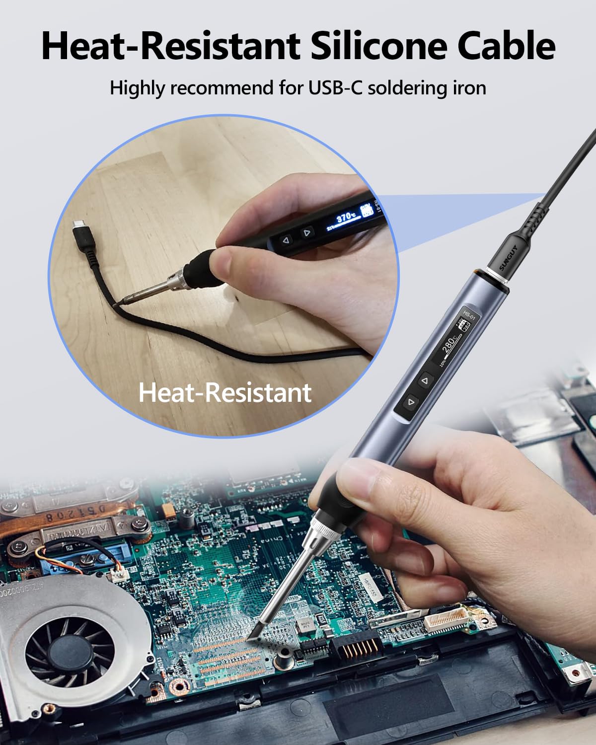 Detalle de SUNGUY Cable USB C a USB C 100W