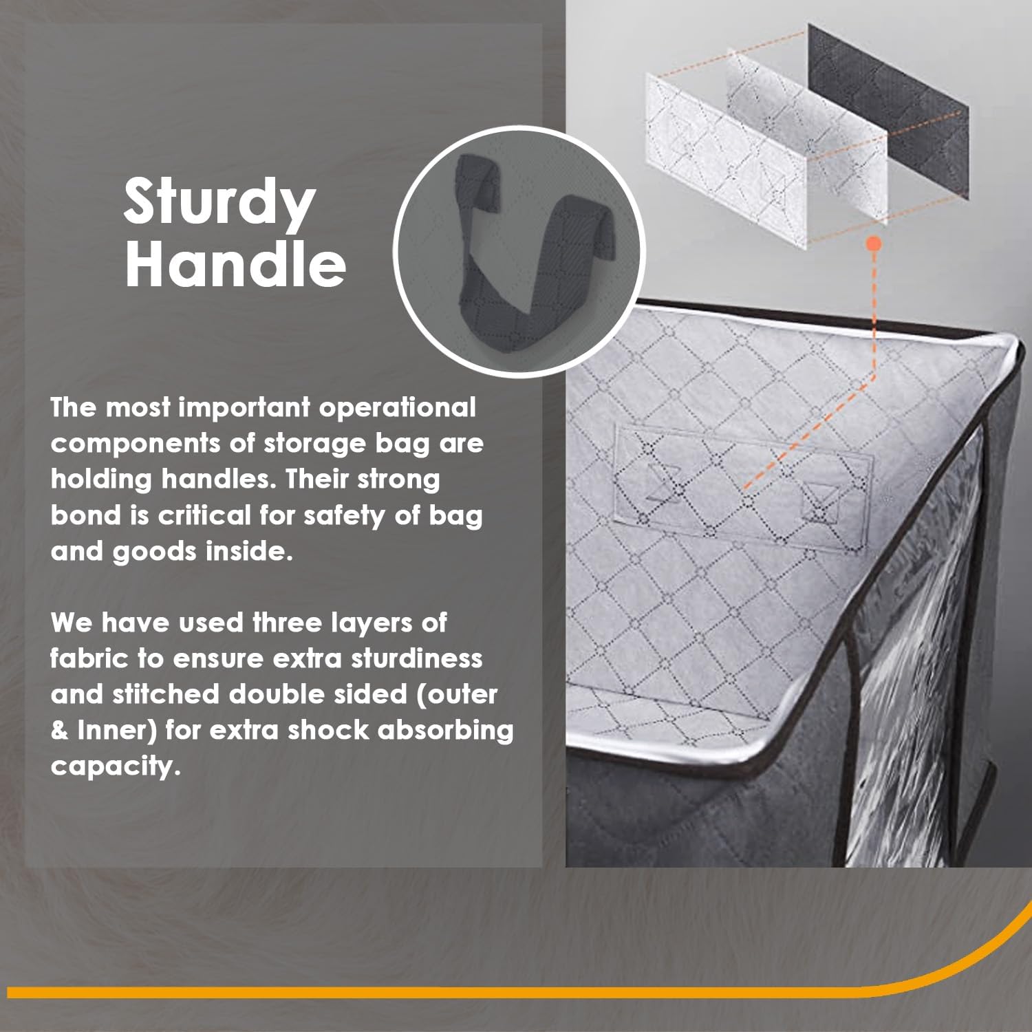 Thumbnail 3 de KURNI Storage Bags Clothes Organizer – Foldable 6 Pack, 90L each, 3-Sided Zipper, Grey
