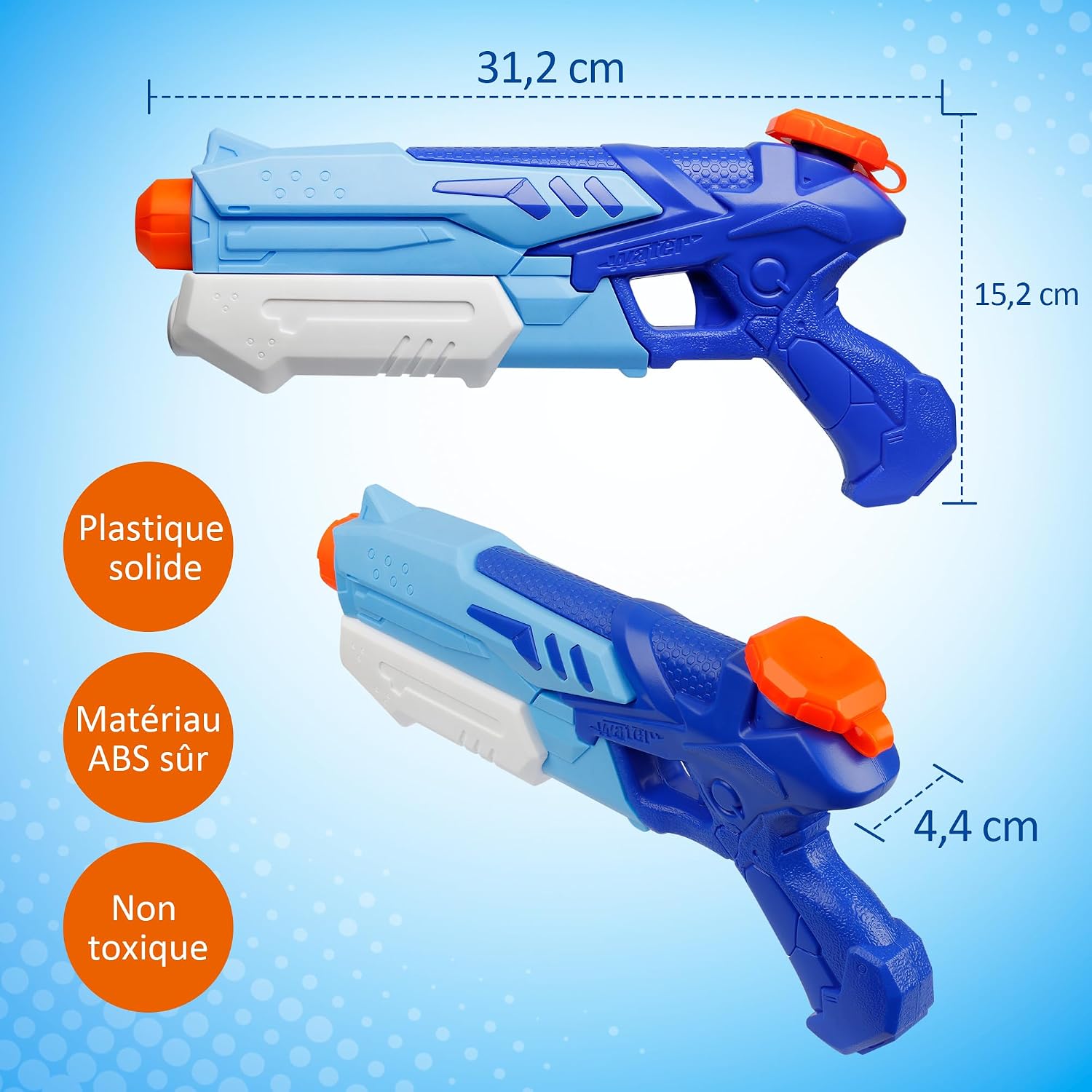 Thumbnail 2 de D-FantiX: 2 pistolets à eau 300 ml – Blaster longue portée jusqu’à 10 m, set pour enfants et adultes