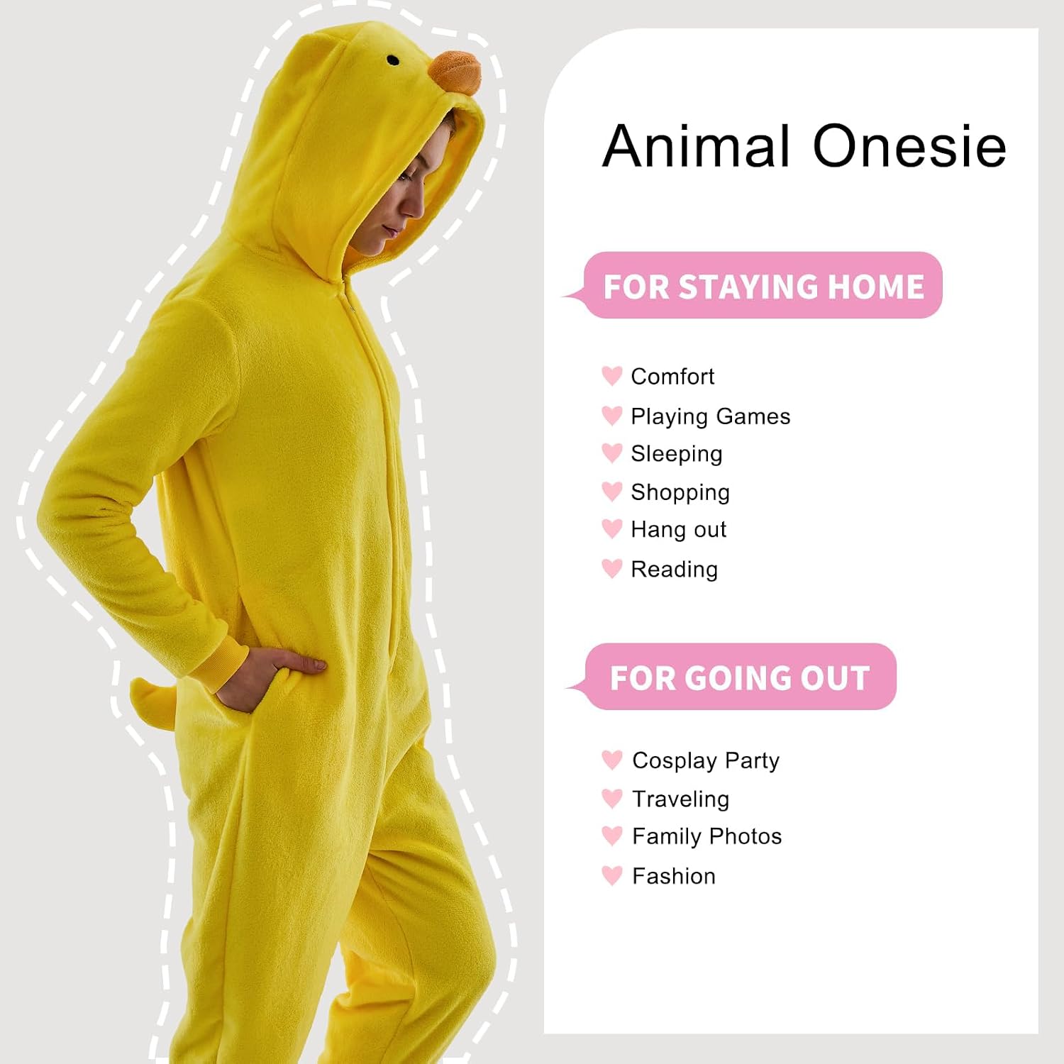 Thumbnail 6 de JUOLOET Unisex Animal Onesie Pajamas, Snug Fit with Hood and Side Pockets