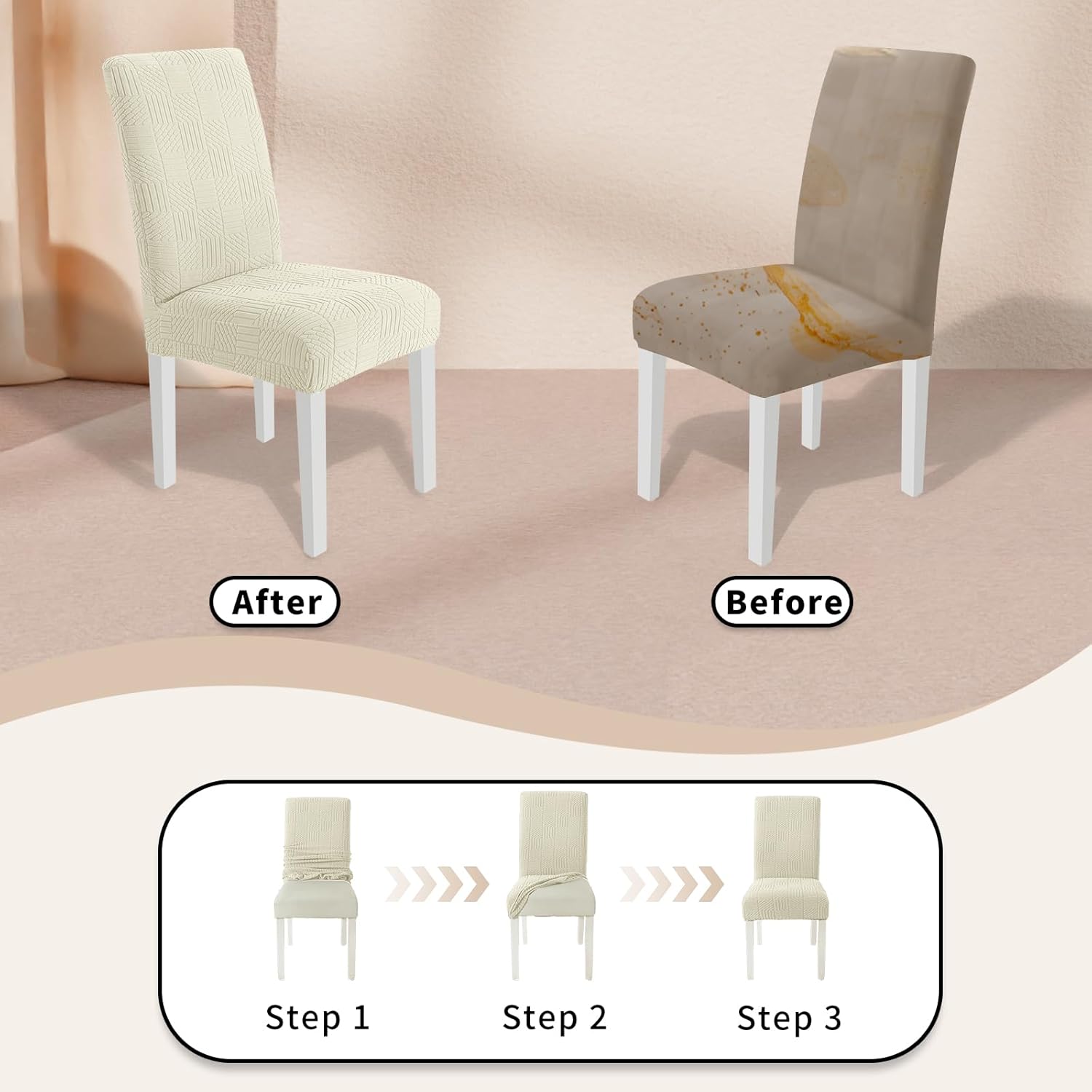 Thumbnail 5 de Housse de chaise Ystyle 6 pièces beige