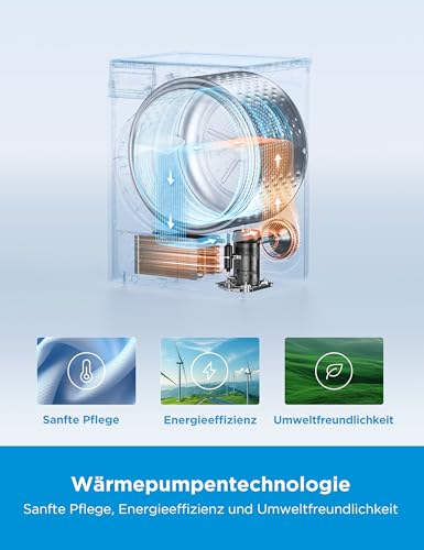 Detalle de Midea MD20EH100WB-A3 Wärmepumpentrockner – 10 kg, A+++, UV Hygiene, Knitterschutz, Woolcare, Auto Dry, Fernsteuerung