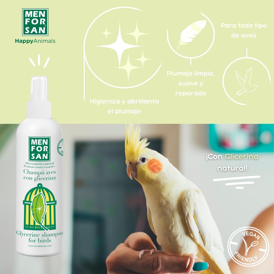 Detalle 2 de Shampooing Men for San Glycérine Oiseaux (125 ml) – spray idratante per piumaggio dei uccelli